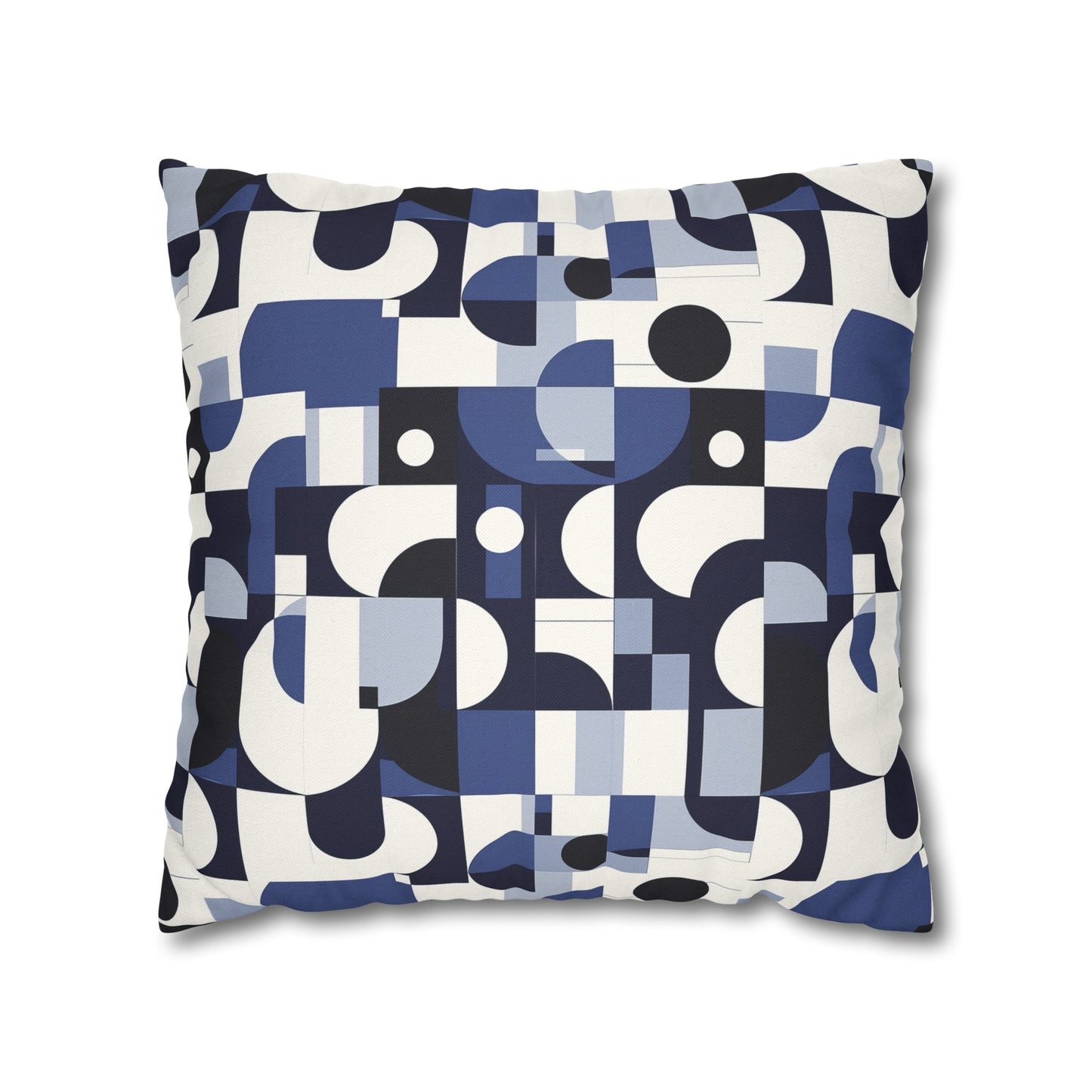 Navy Blue and White Mid-Century Modern Design Spun Polyester Square Pillowcase 4 Sizes