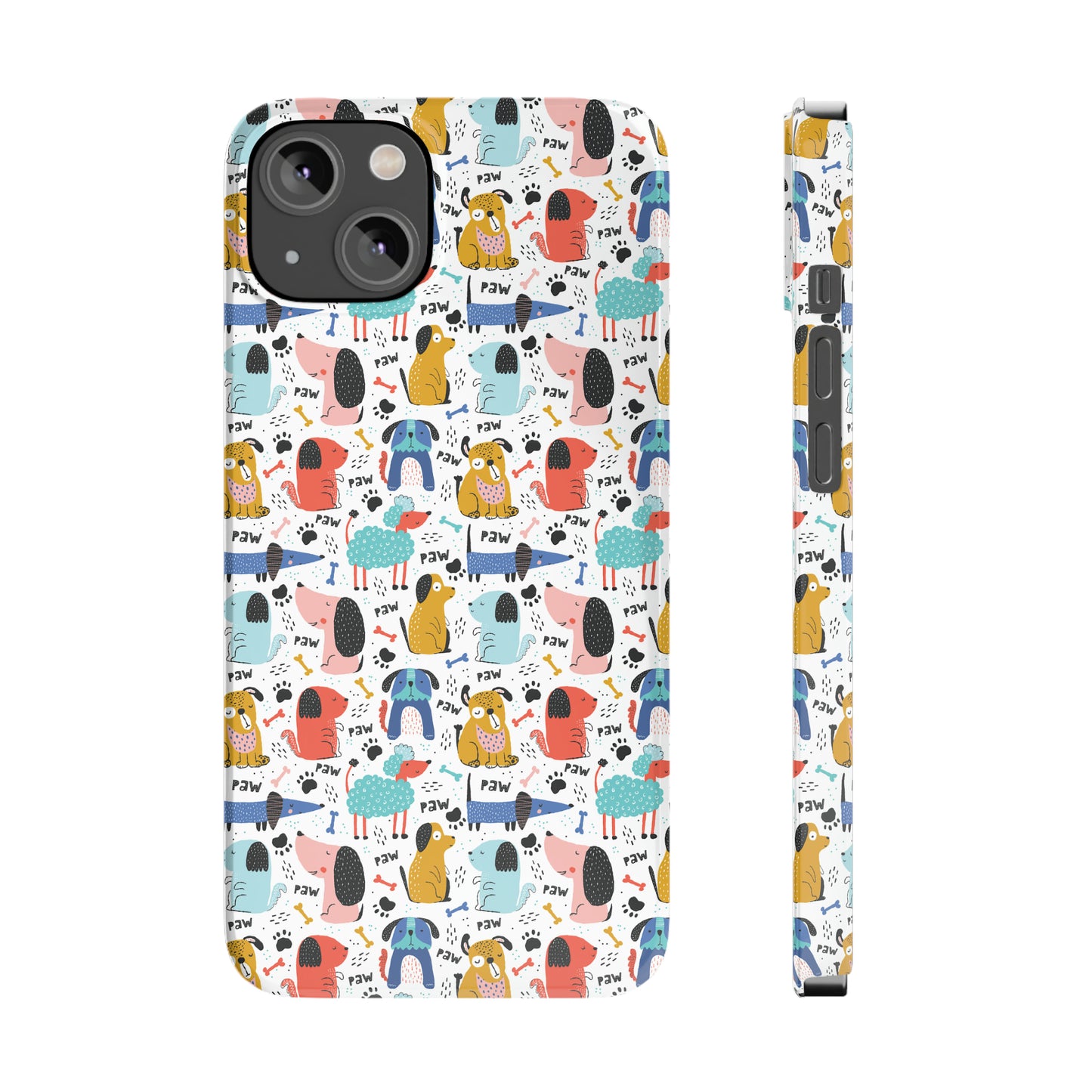 Playful Pups: Colorful Cartoon Dogs Iphone 15-12 Slim Phone Case