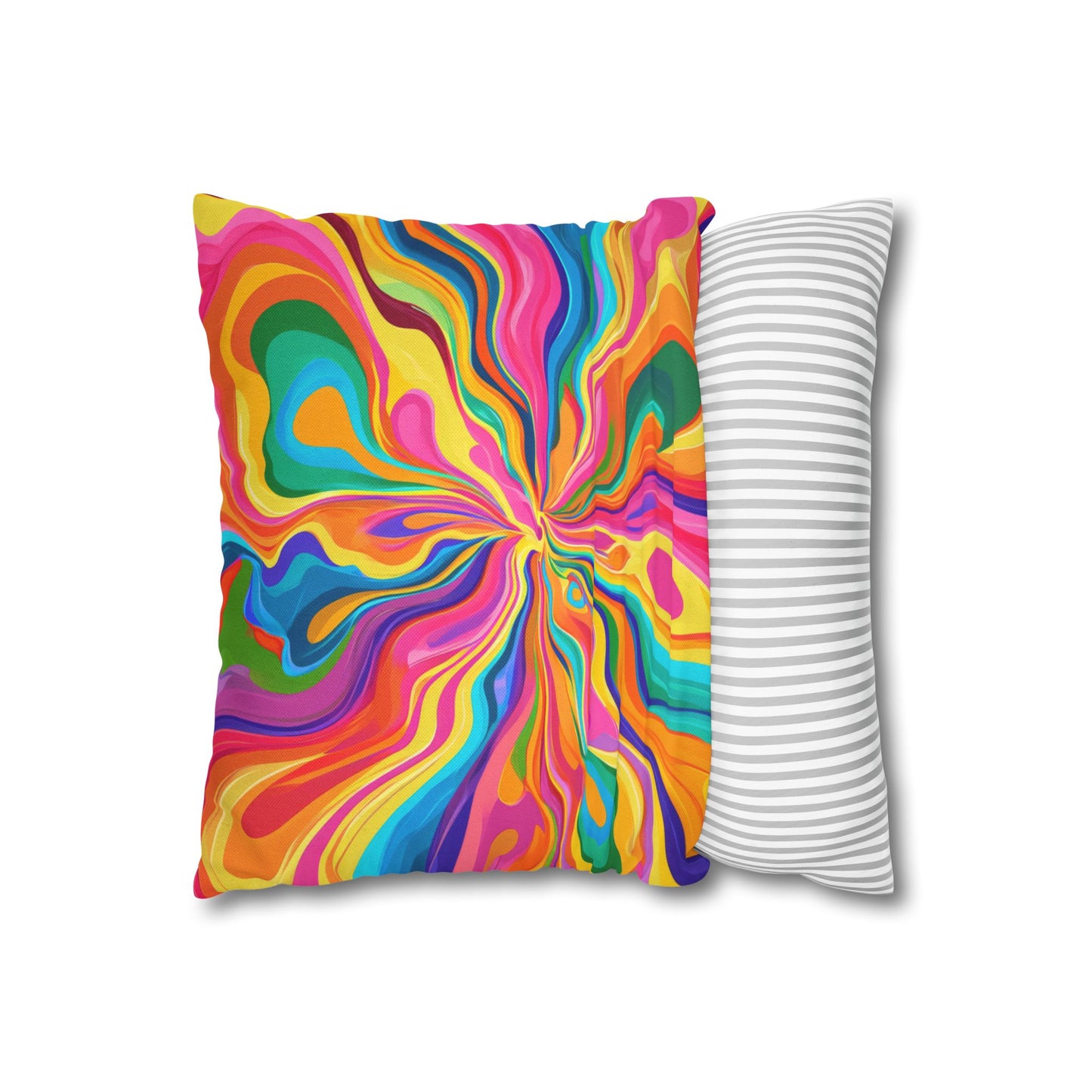 Color Rainbow Fusion Swirl Spun Polyester Square Pillowcase 4 Sizes