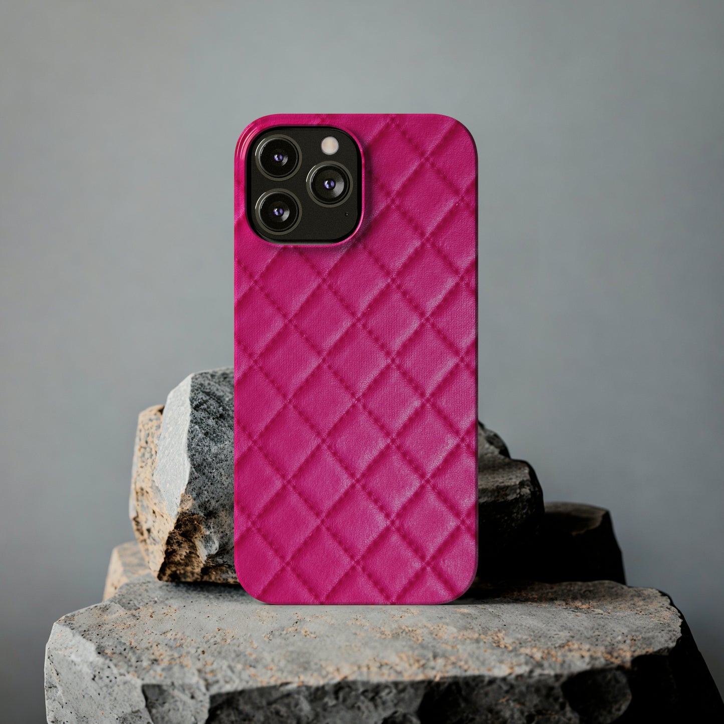 Pink Quilted Design Iphone 15-12 Slim Phone Case