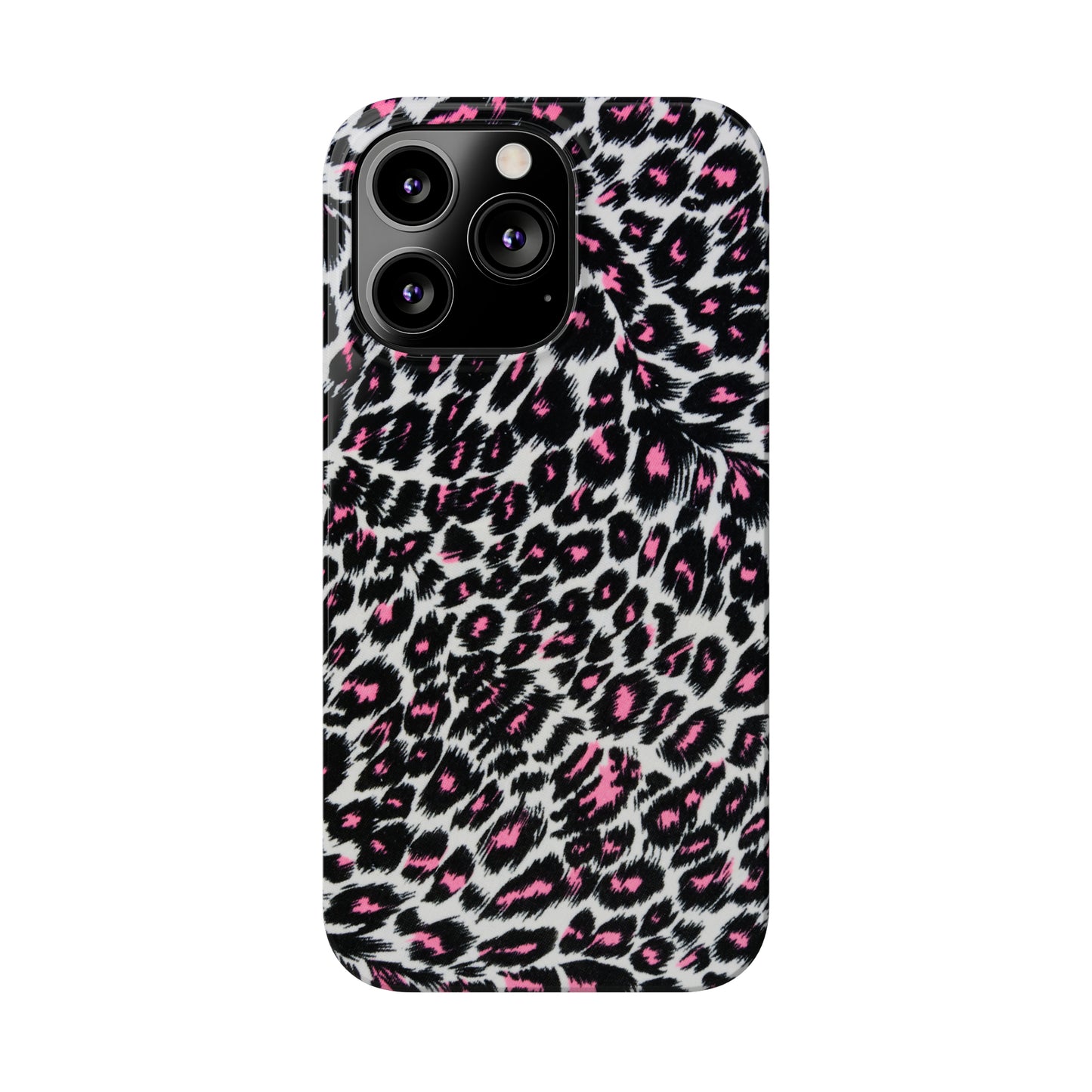 Fierce Femininity Pink and Black Leopard Print Iphone 15-12 Slim Phone Case