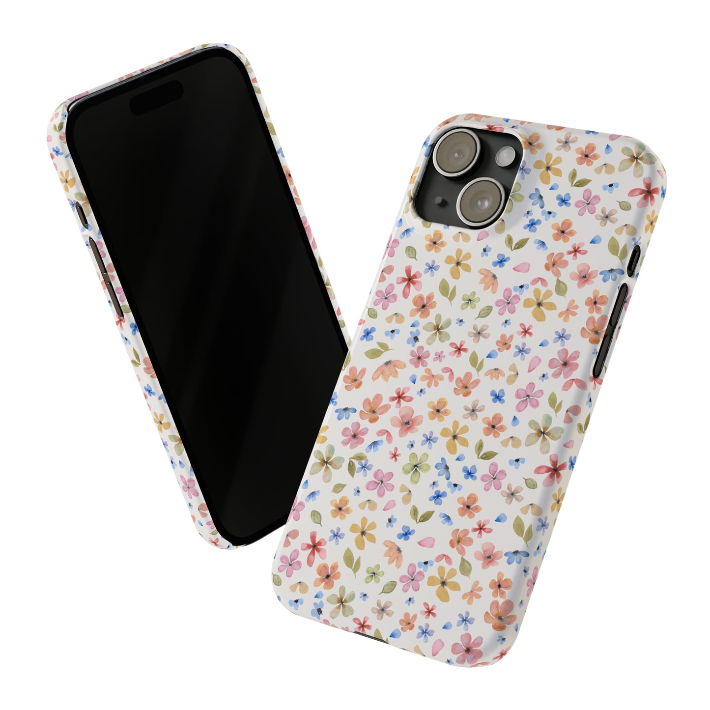 Tiny Pink, Yellow and Blue Flowers Iphone 15-12 Slim Phone Case