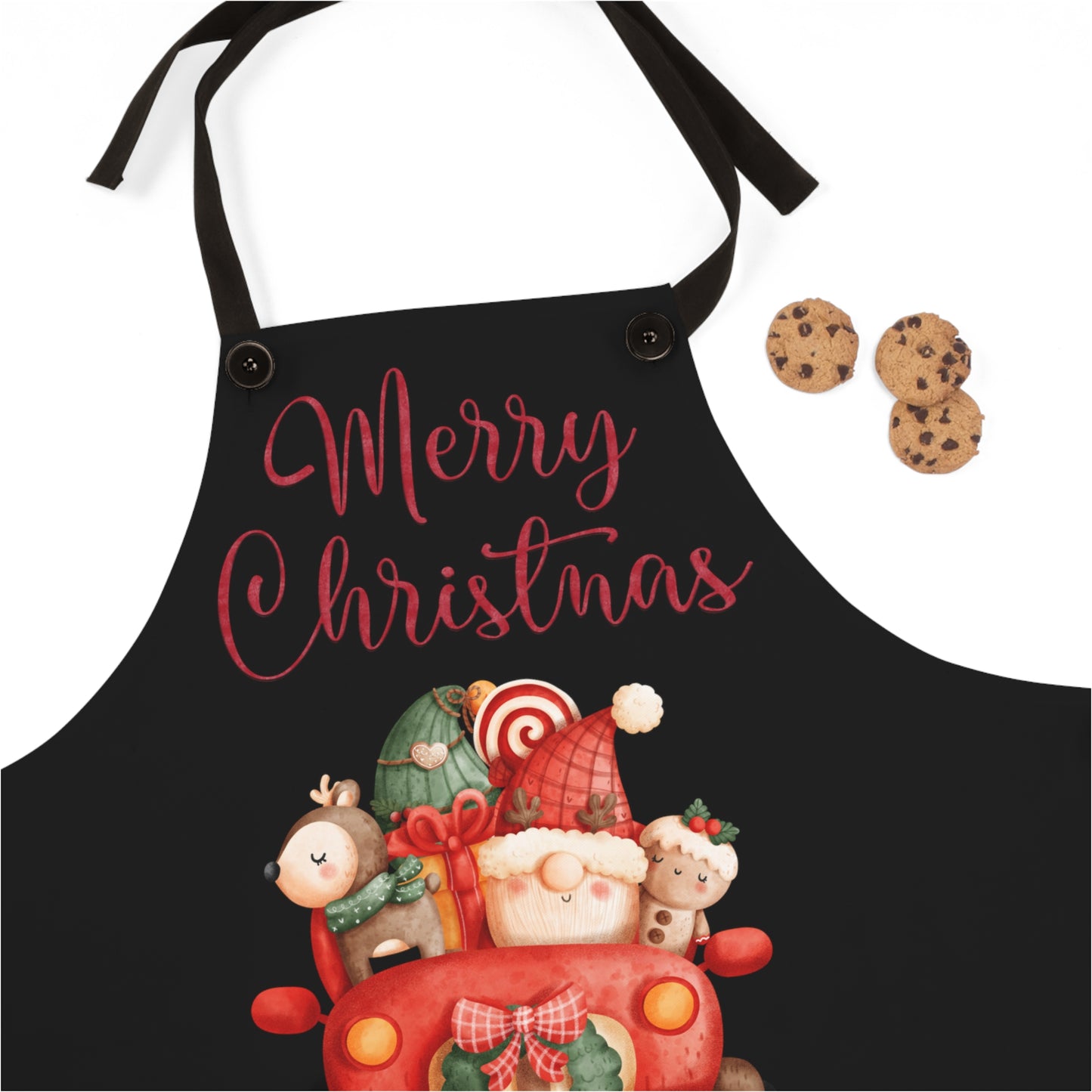 Merry Christmas Gnome Driving to Celebration - Kitchen Chef Apron