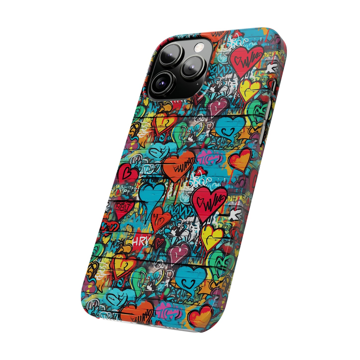 Street Art Graffiti Hearts Design Iphone 15-12 Slim Phone Case