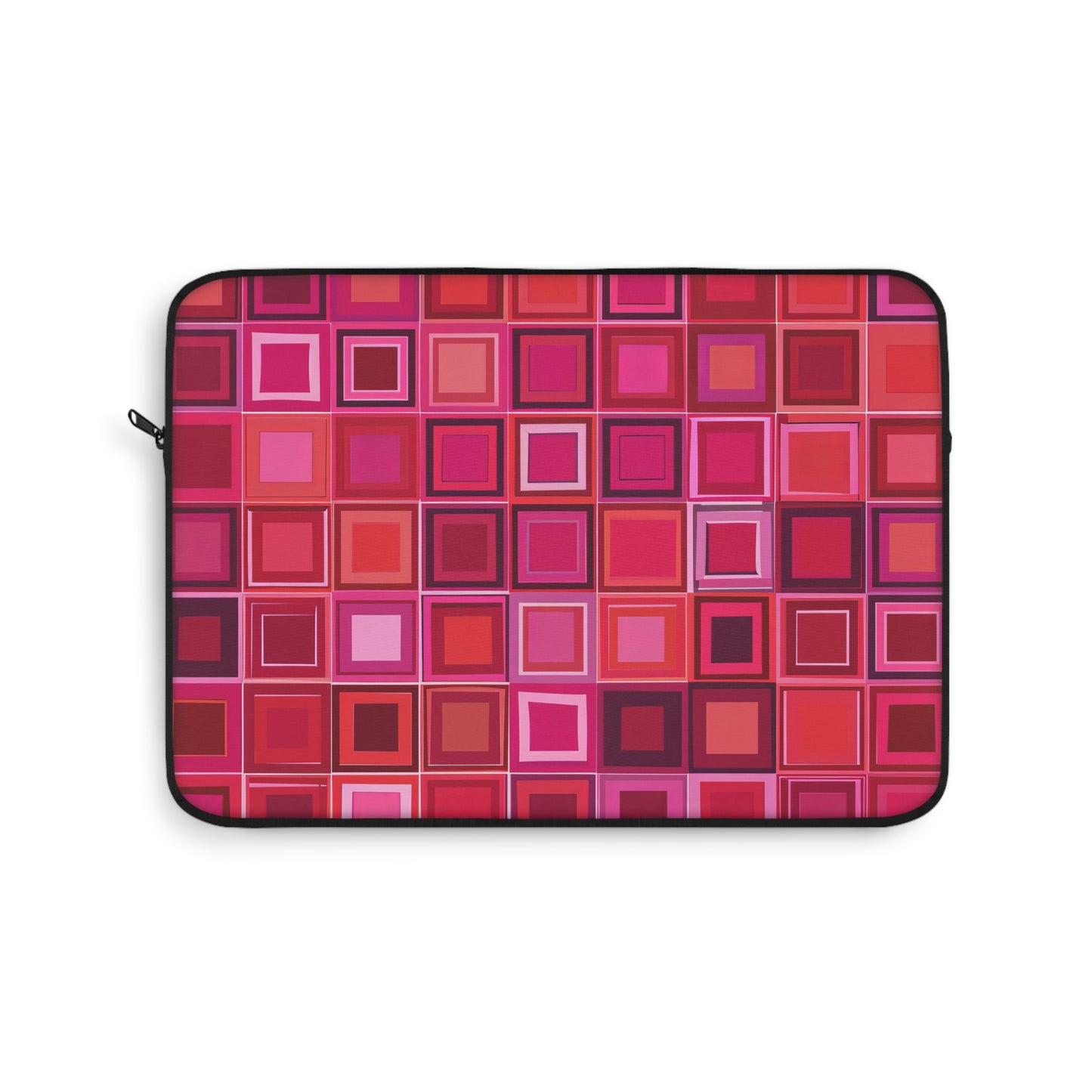 Retro Chic Geometric Bold Pink and Red Squares Laptop or Ipad Protective Sleeve 3 Sizes Available