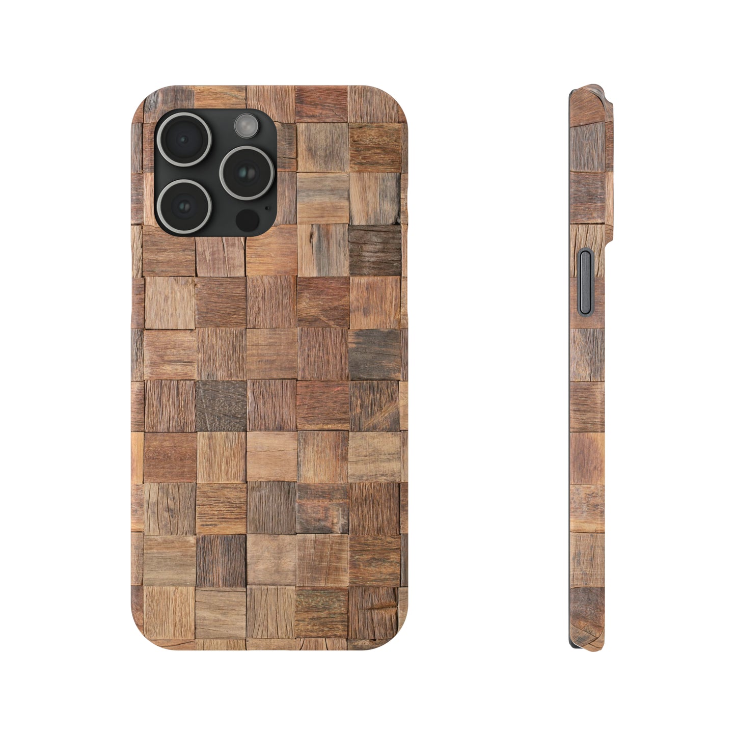 Organic Elegance Natural Woven Wood Design Design Iphone 15-12 Slim Phone Case