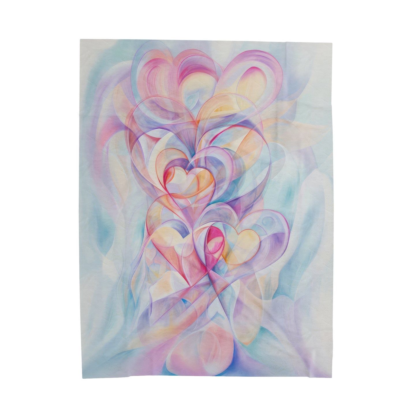 Ethereal Heart Harmony Abstract Pastel Love with Flowing Colors Velveteen Plush Blanket 3 Sizes