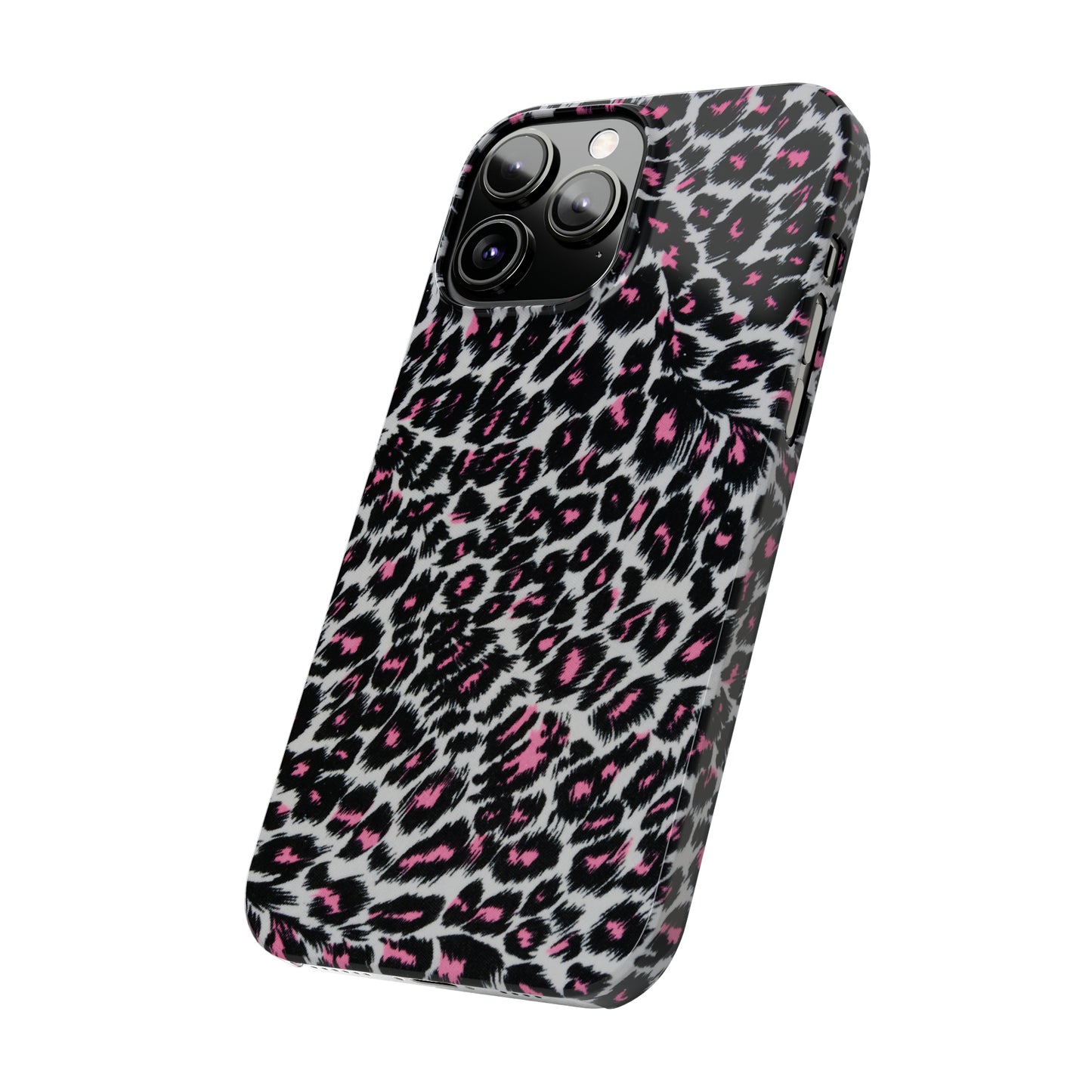 Fierce Femininity Pink and Black Leopard Print Iphone 15-12 Slim Phone Case