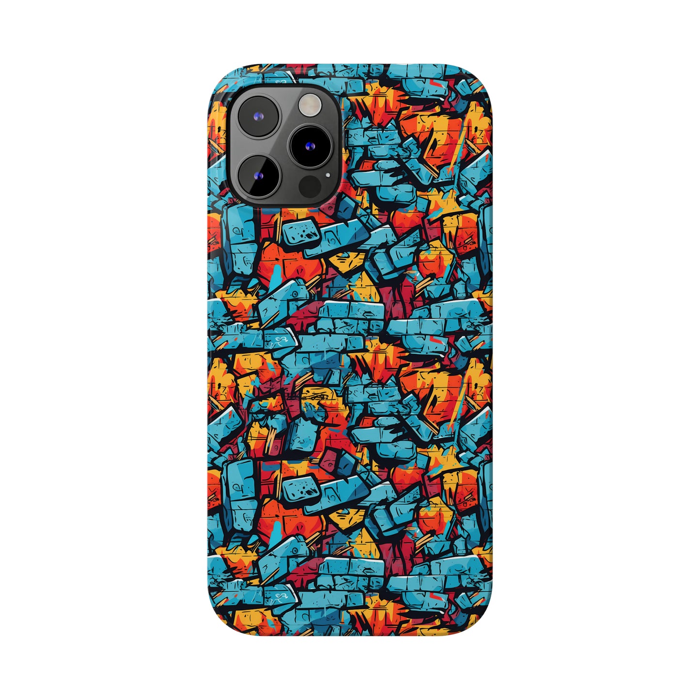 3D Brick Wall Graffiti Design Iphone 15-12 Slim Phone Case