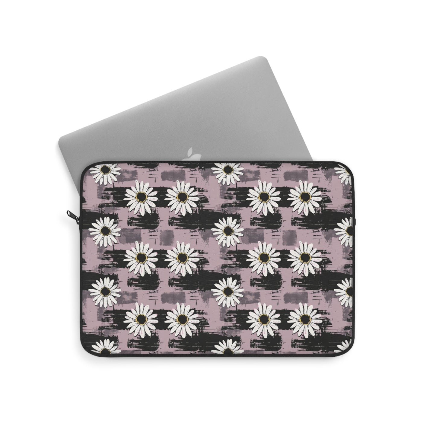 Edgy Daisy Dream with Pink and Black Grunge Design Laptop or Ipad Protective Sleeve 3 Sizes Available