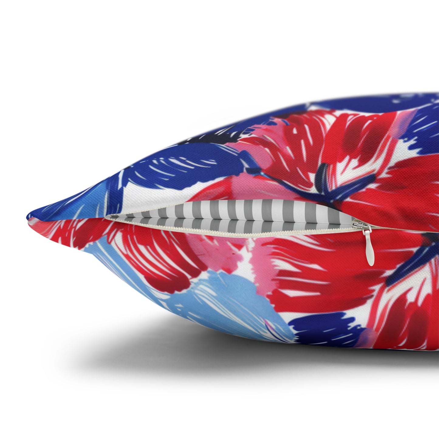 Americana Blooms: Large Watercolor Flowers in Red, White, and Blue Spun Polyester Square Pillowcase 4 Sizes