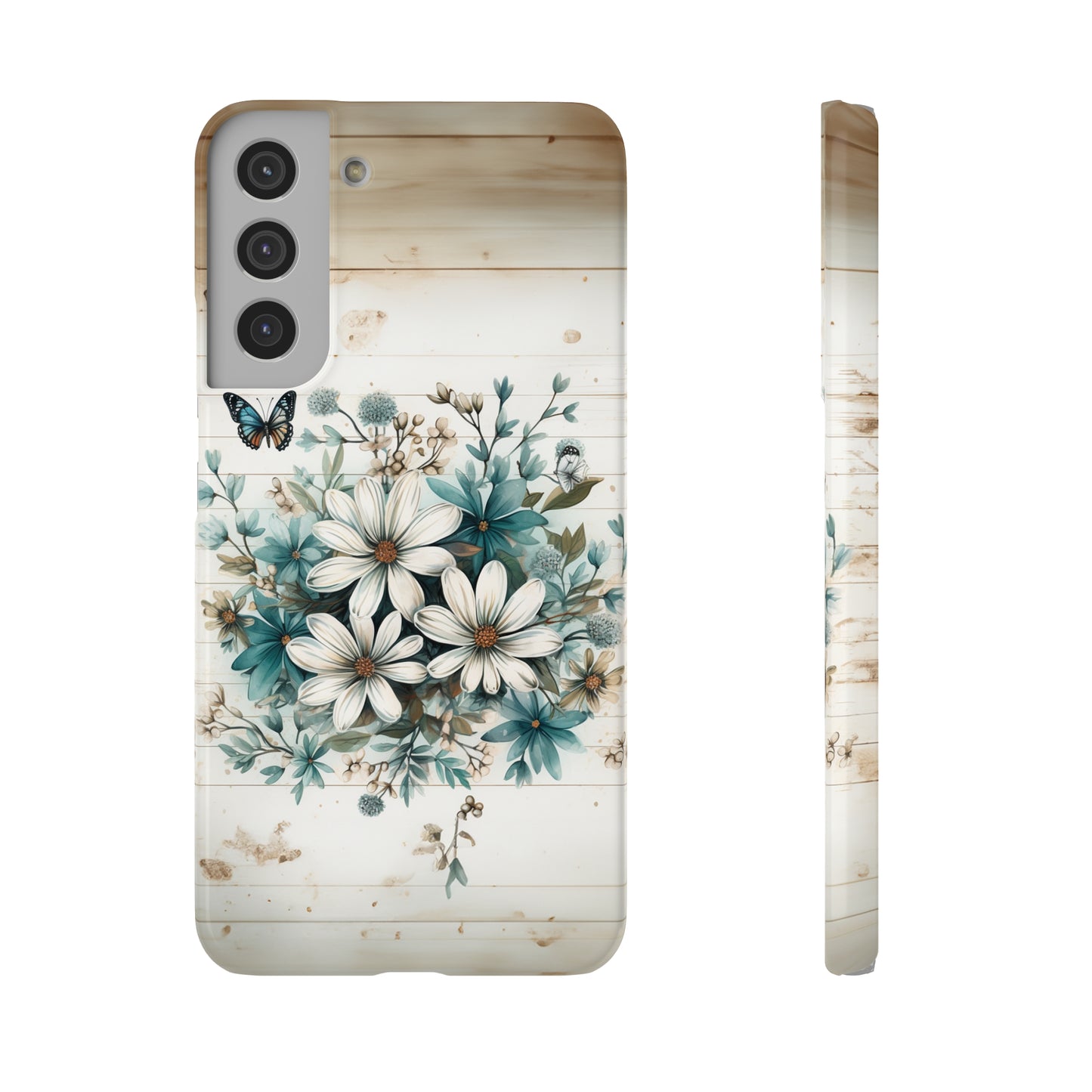 Rustic Charm Bouquet featuring Teal Accents White Wild Daisies with Butterflies  Samsung Slim Cases