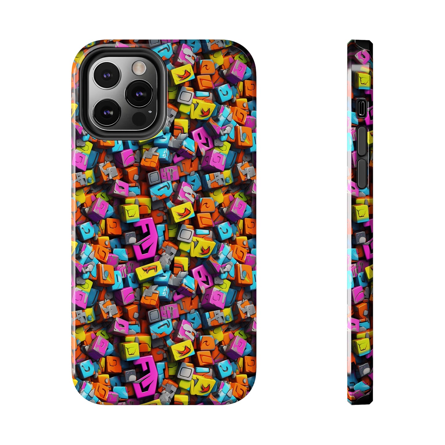 3D Abstract Colorful Block Design Iphone Tough Phone Case