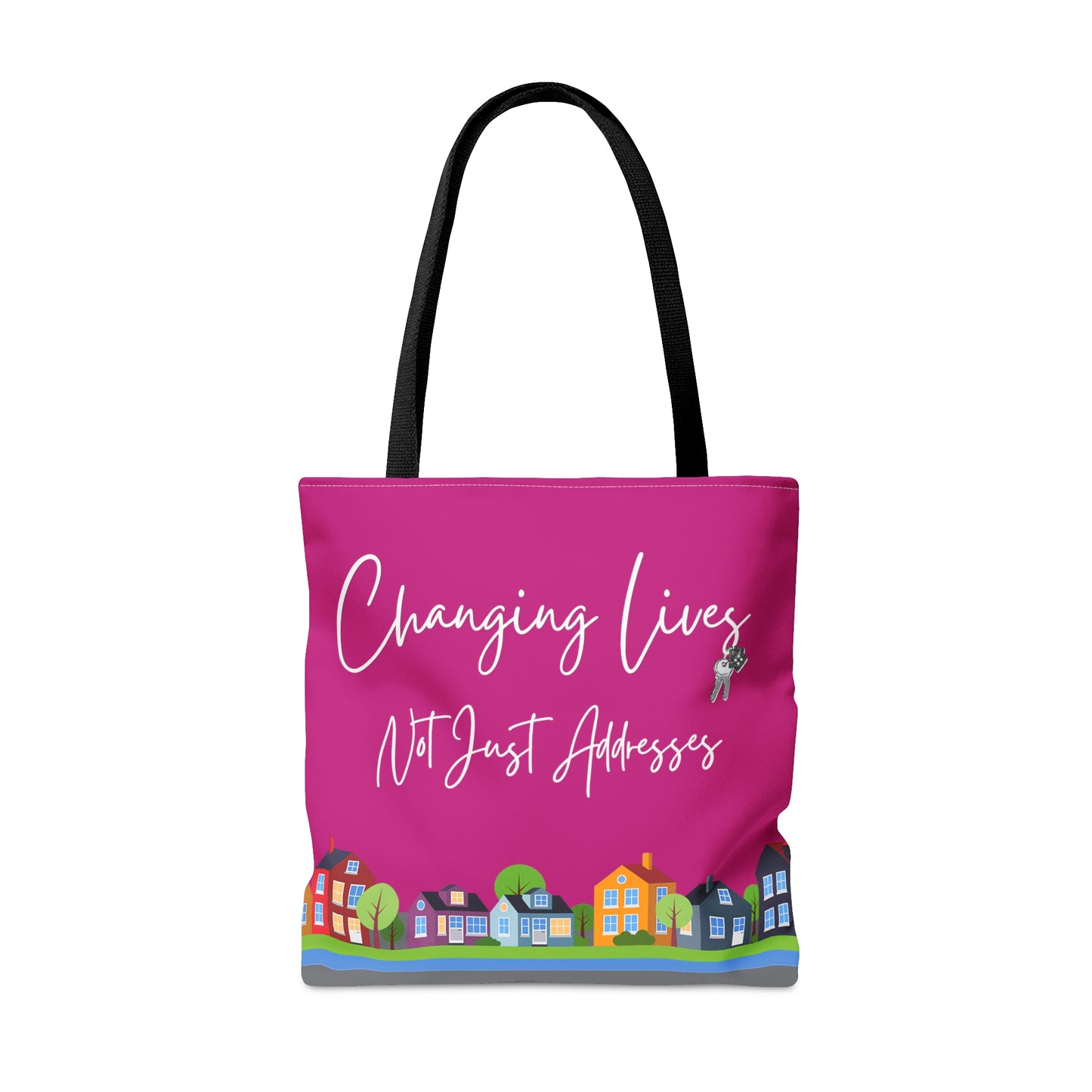 Changing Lives Not Just Addresses White Writing - Canvas Tote 3 Sizes