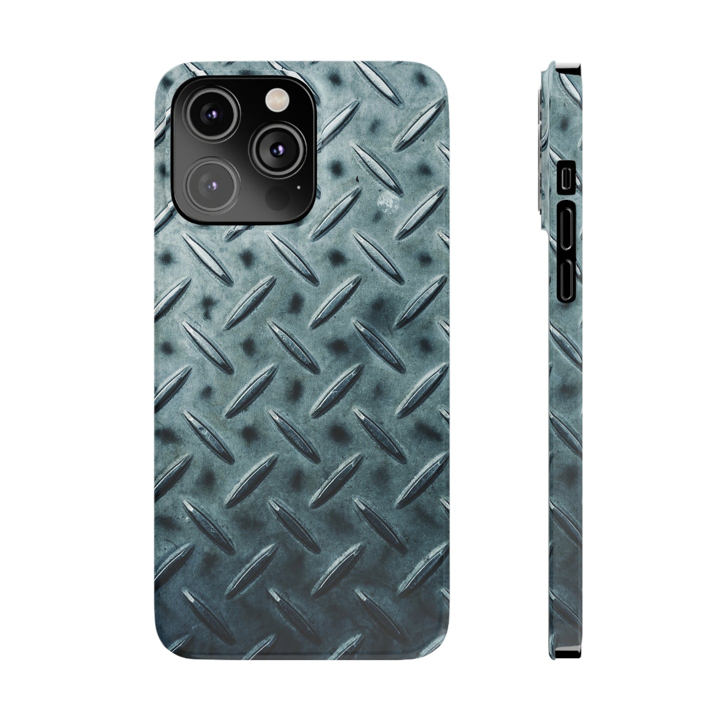 Blue Steel Diamond Plate Design Iphone 15-12 Slim Phone Case