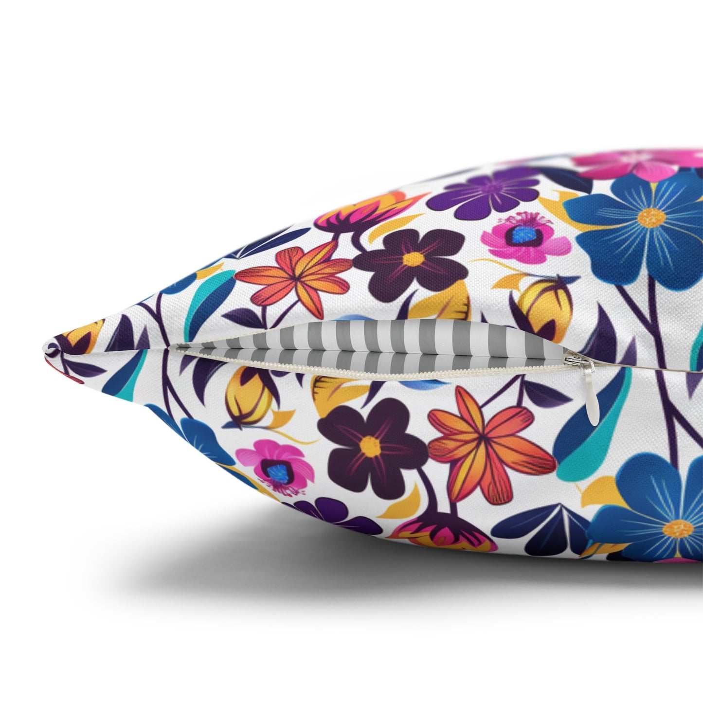 Floral Fiesta Vibrant Multicolor Flower Pattern Spun Polyester Square Pillowcase 4 Sizes