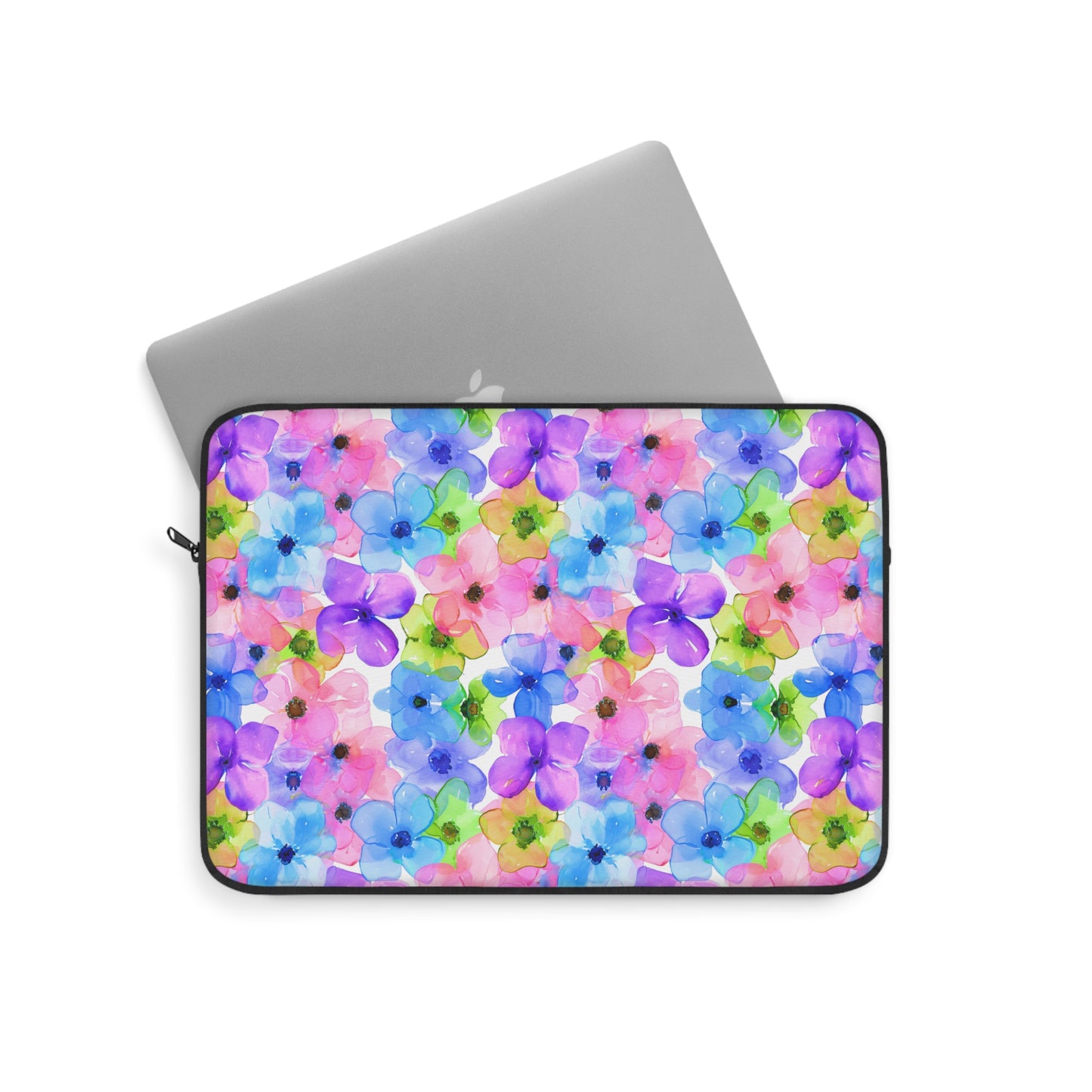 Prismatic Garden: Luminous Pink, Purple, and Blue Blossoms Laptop or Ipad Protective Sleeve 3 Sizes Available