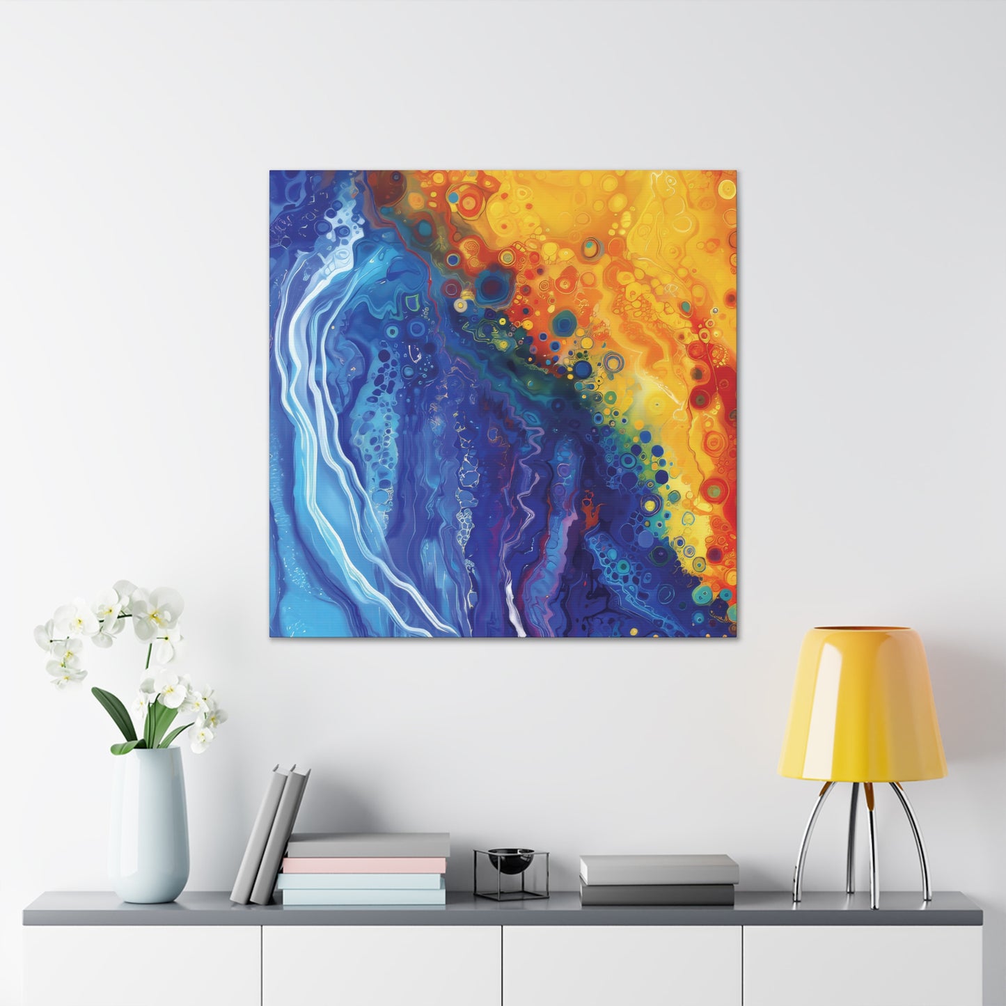 Sun and Space Alcohol Ink Print on Canvas Gallery Wraps  - 5 Sizes