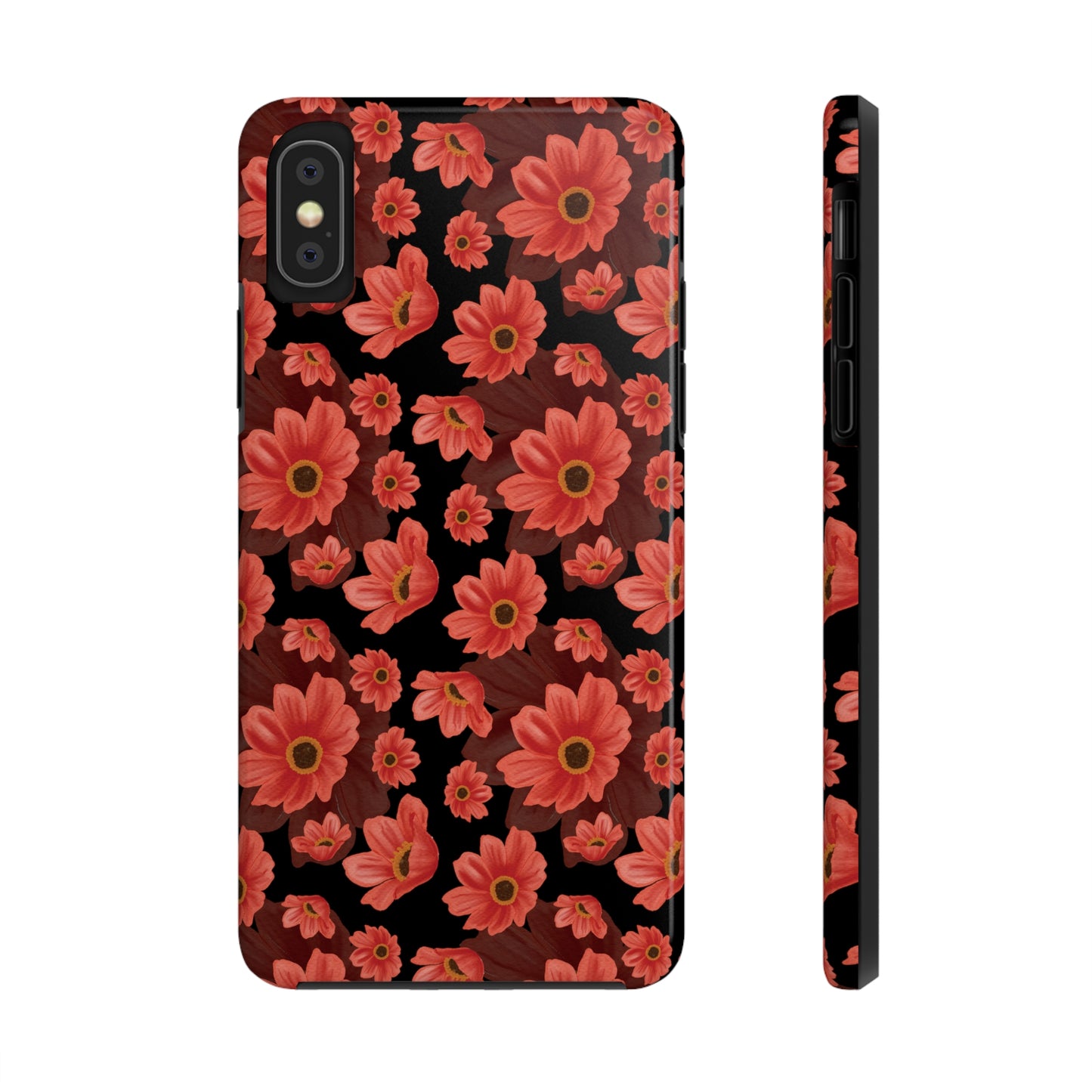 Large Red Flower Design Iphone Tough Phone Case