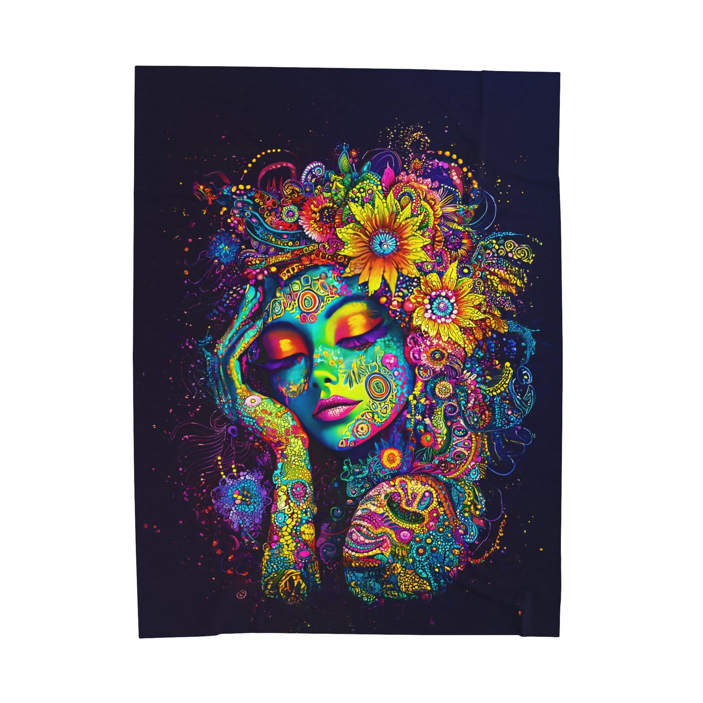 Vibrant Cosmic Goddess Velveteen Plush Blanket 3 Sizes