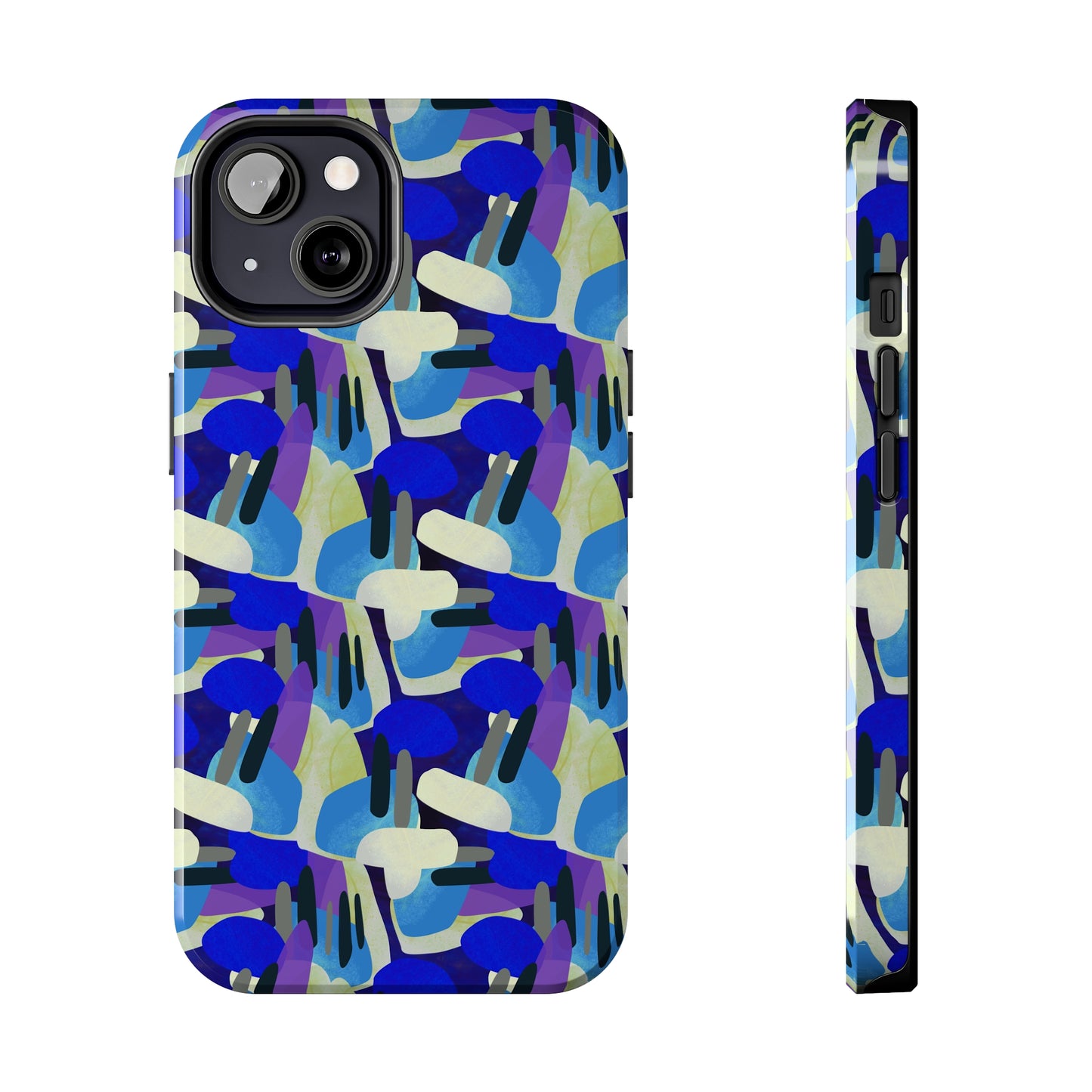 Blue, Purple and Green Abstract Design Iphone Tough Phone Case