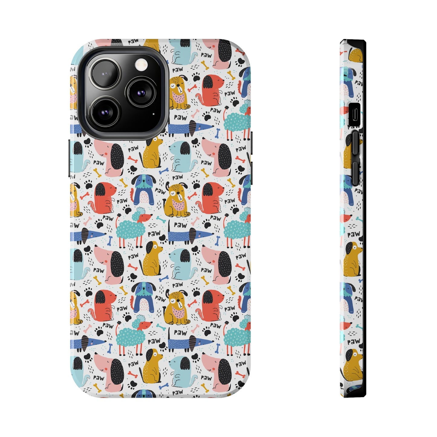 Playful Pups: Colorful Cartoon Dogs Iphone Tough Phone Case