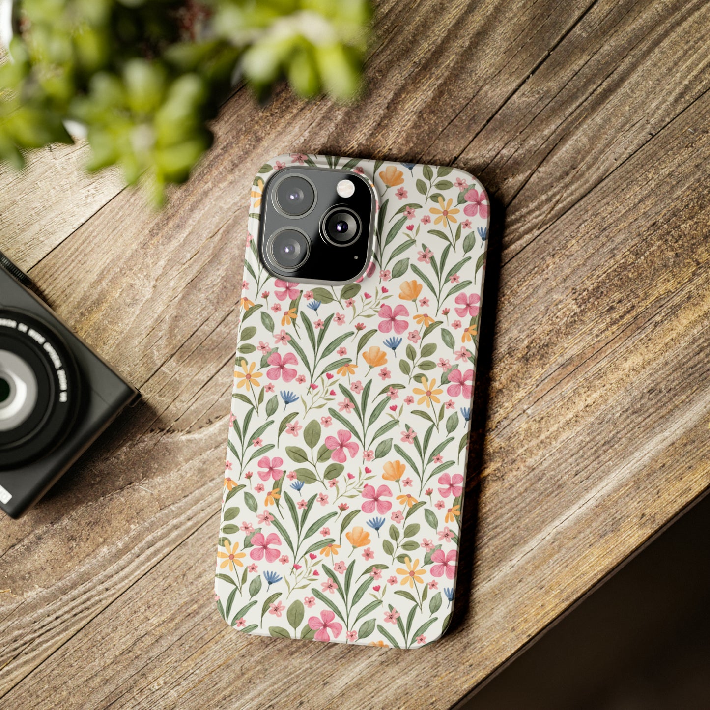 Pink Watercolor Spring Flowers Iphone 15-12 Slim Phone Case