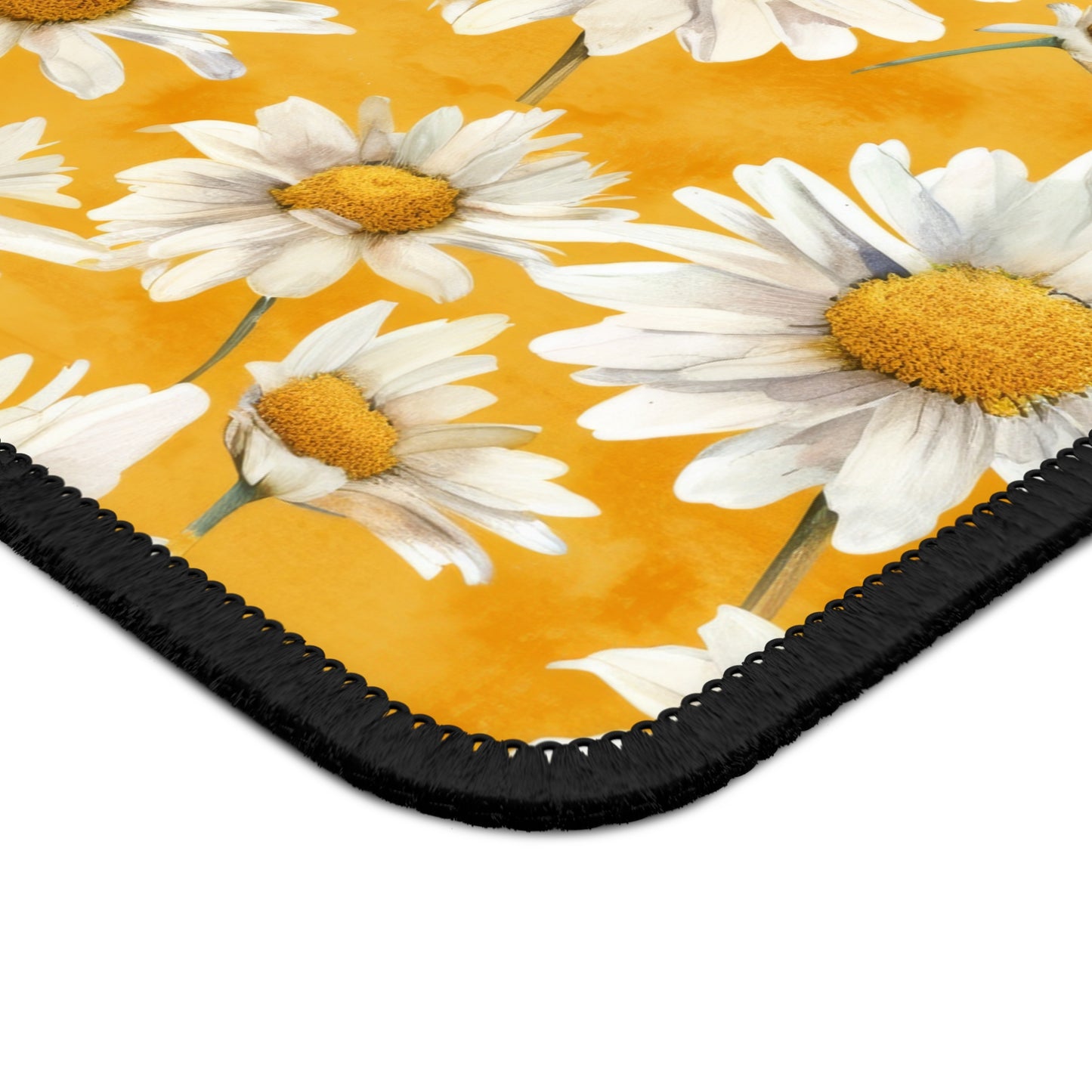 Golden Daisy Field with Vibrant Yellow Floral Design Gaming Mouse Pad with Finished Edges