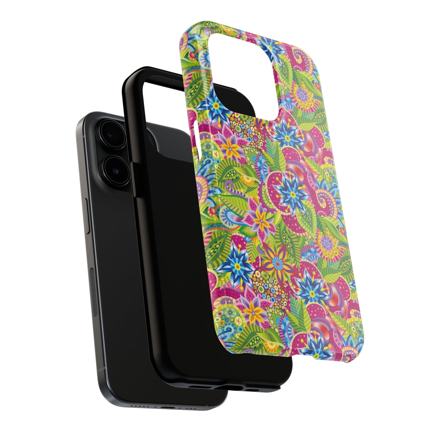 Vibrant Array of Abstract Flowers and Paisley in Rainbow Hues Iphone Tough Phone Case