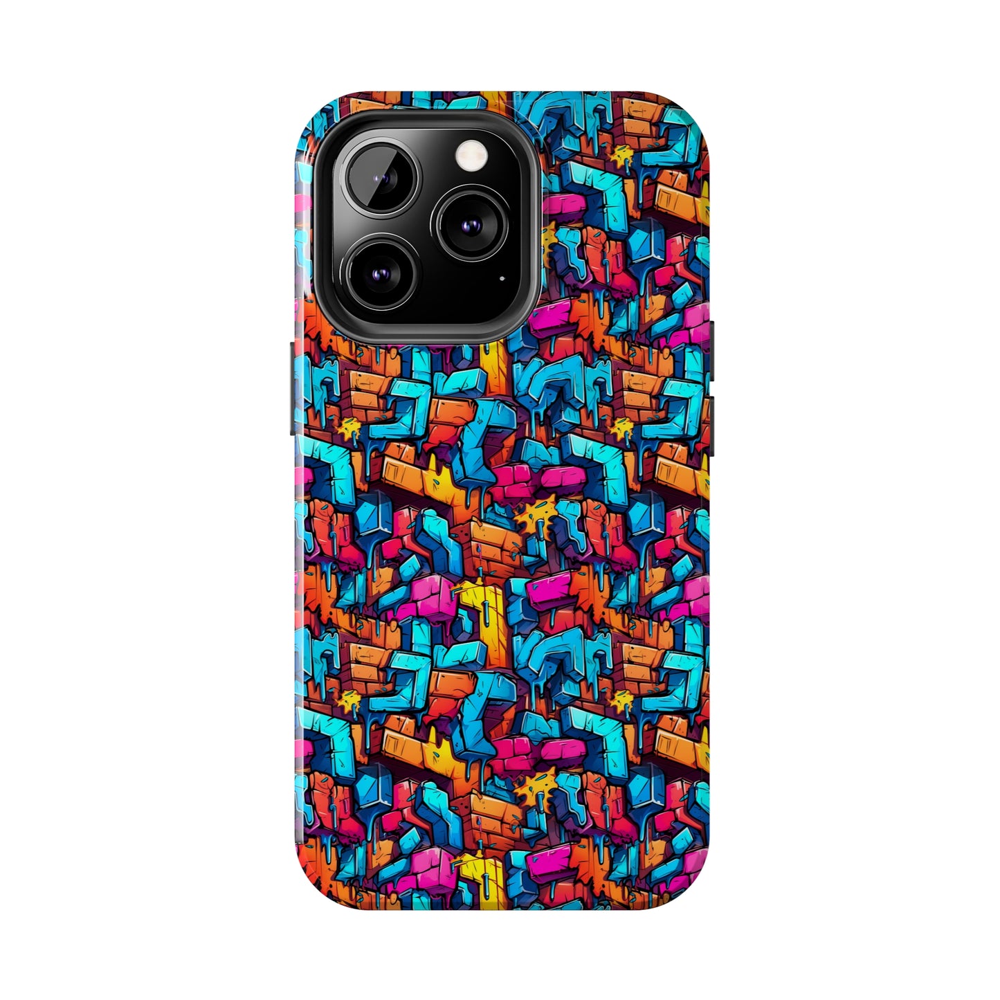 3D Rainbow Colored Graphic Blocks Design Iphone Tough Phone Case