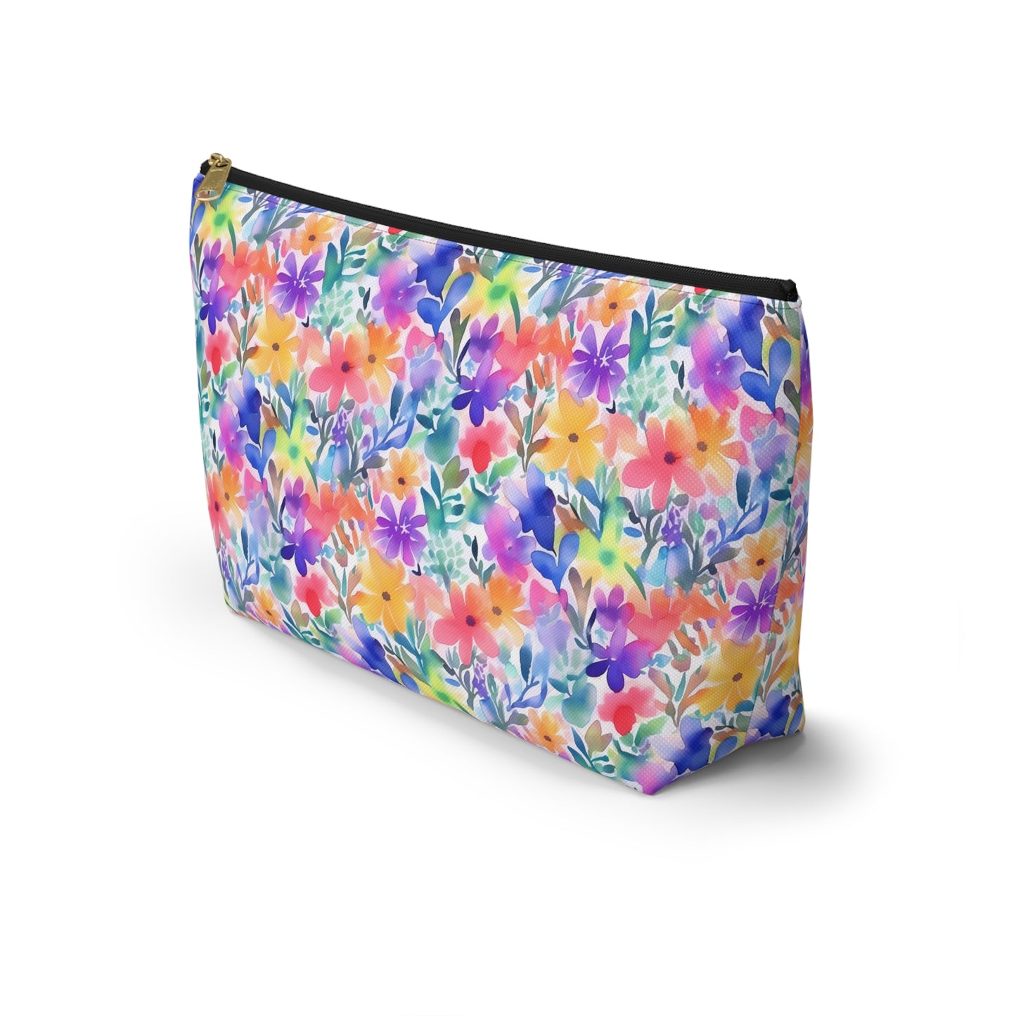 Radiant Watercolor Blooms: Bright and Vivid Floral  Design - Makeup & Accessory Bag 2 Sizes