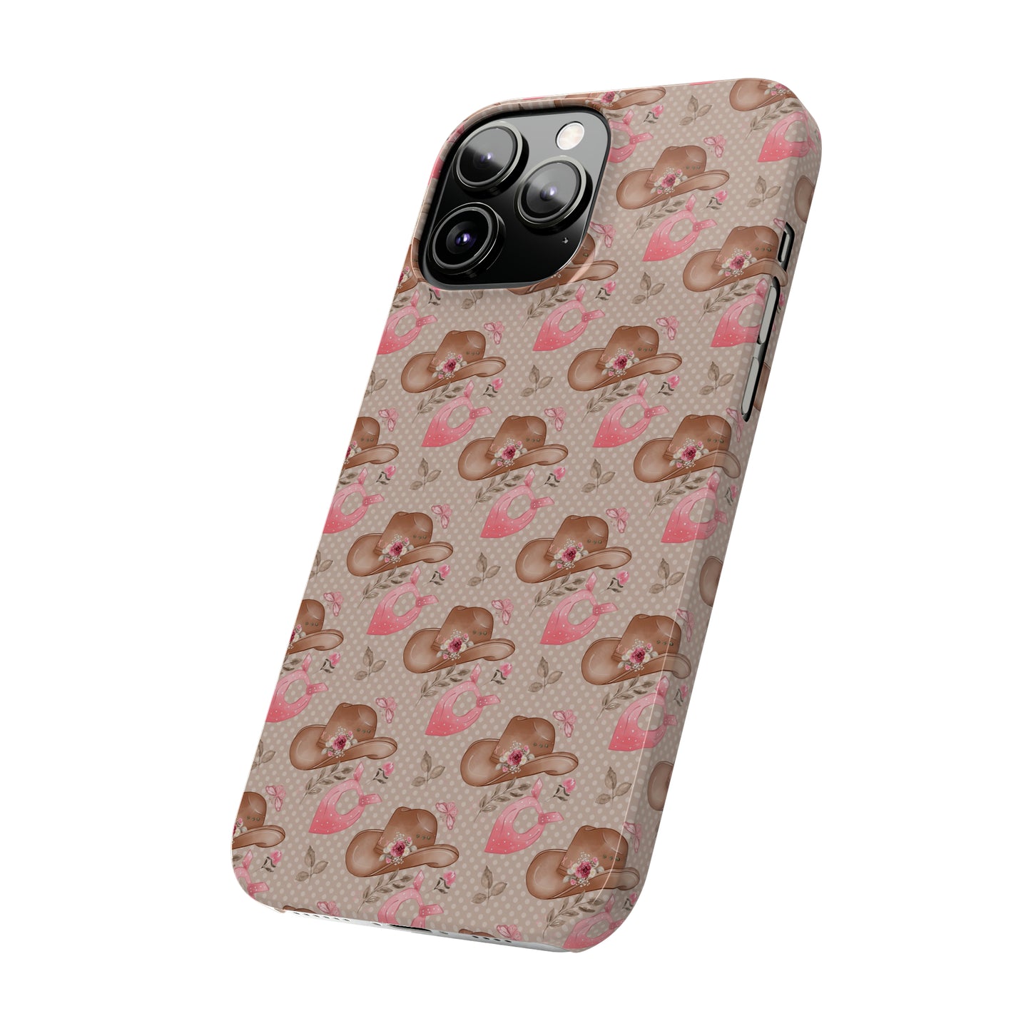 Western Cowgirl Hat with Flowers Iphone 15-12 Slim Phone Case