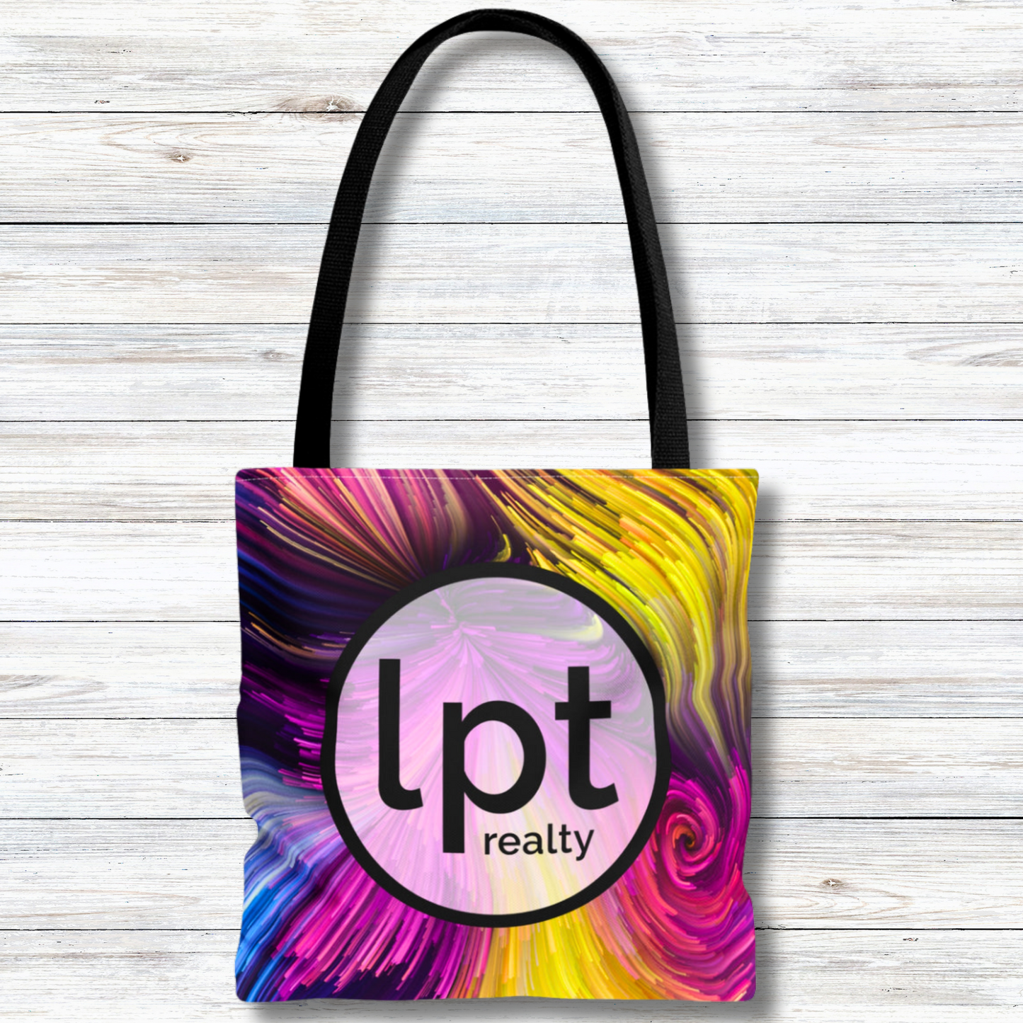 LPT Realty Logo with Rainbow Swirls - Canvas Tote 3 Sizes