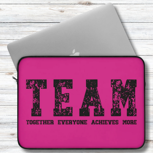 TEAM Together Everyone Achieves More Pink & Black Laptop or Ipad Protective Sleeve 3 Sizes