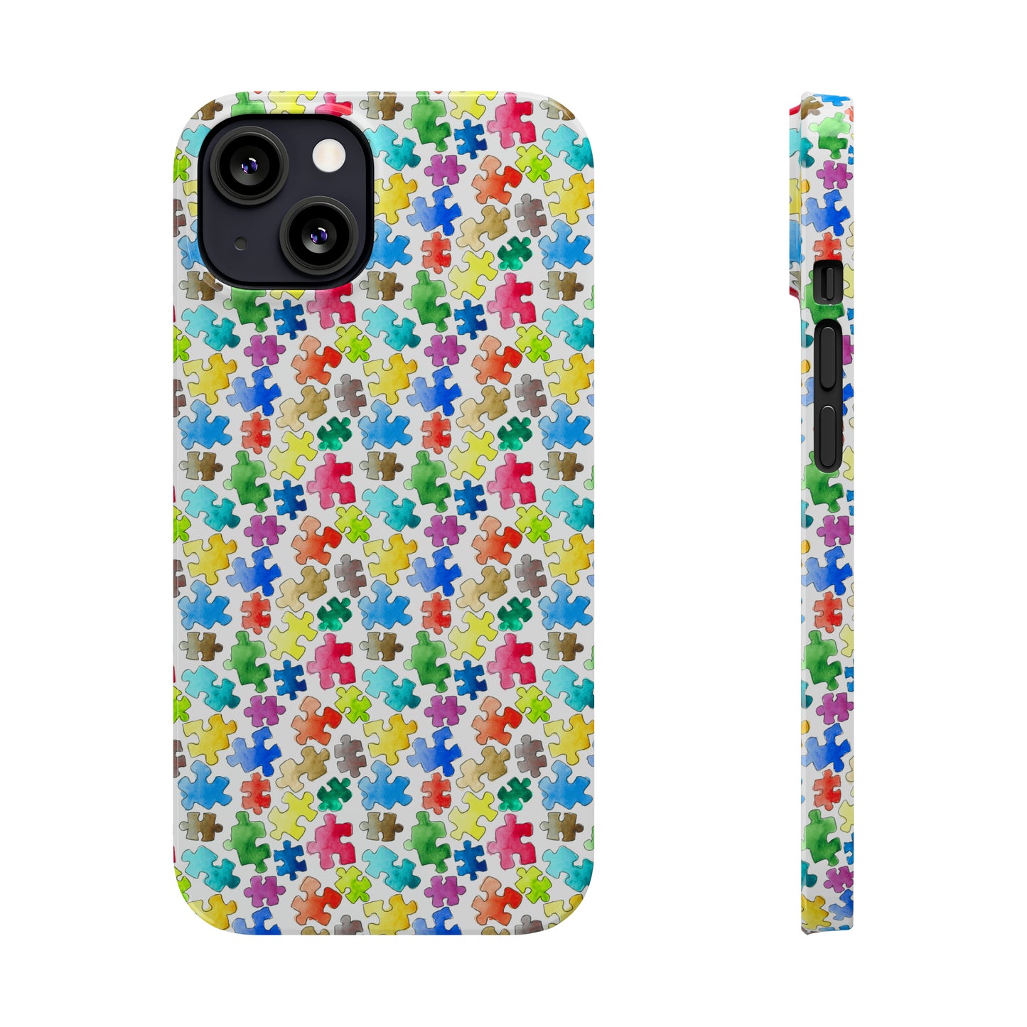 Rainbow Puzzle Pieces Iphone 15-12 Slim Phone Case