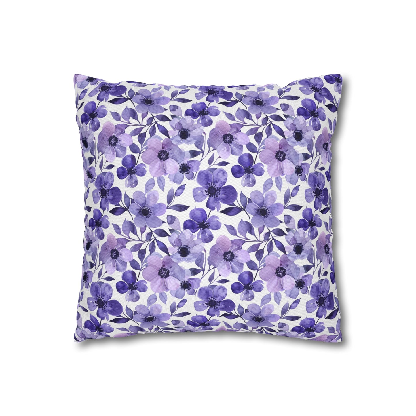 Elegant Purple Watercolor Blossoms Spun Polyester Square Pillowcase 4 Sizes