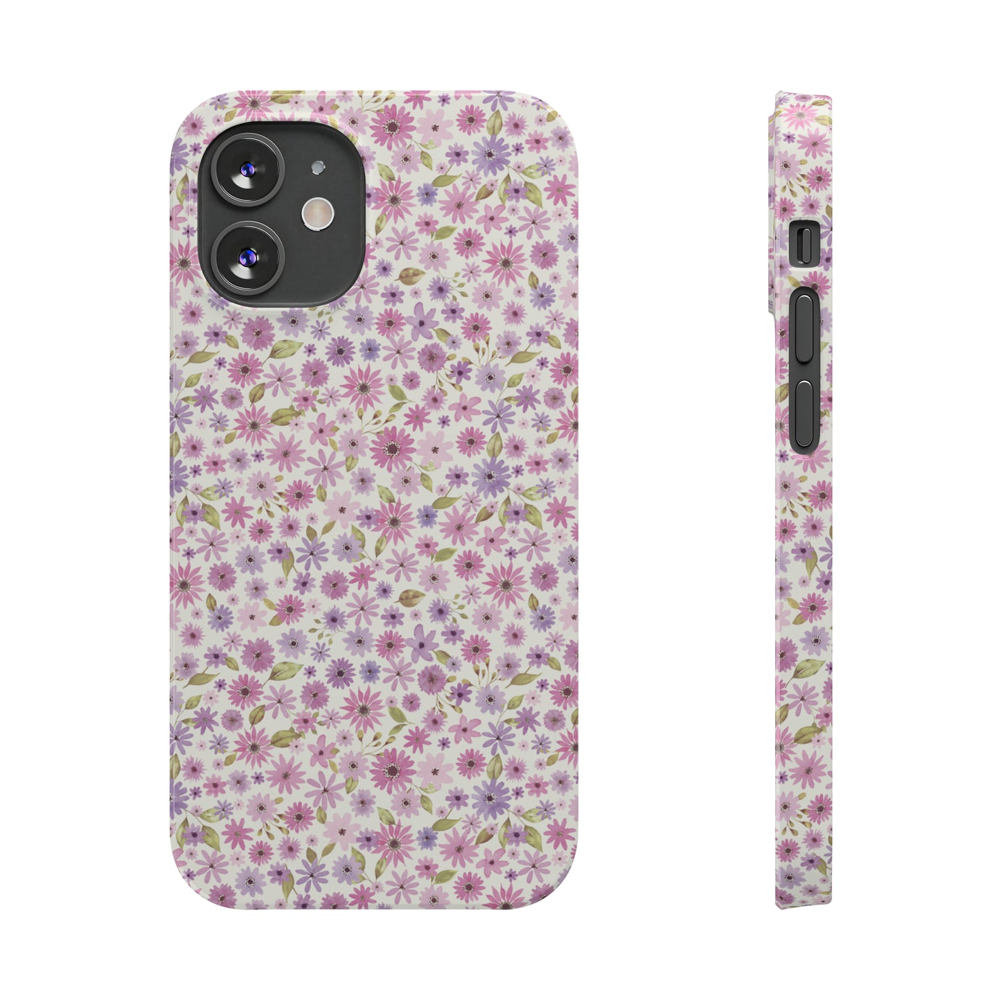 Pink and Purple Flower Design Iphone 15-12 Slim Phone Case