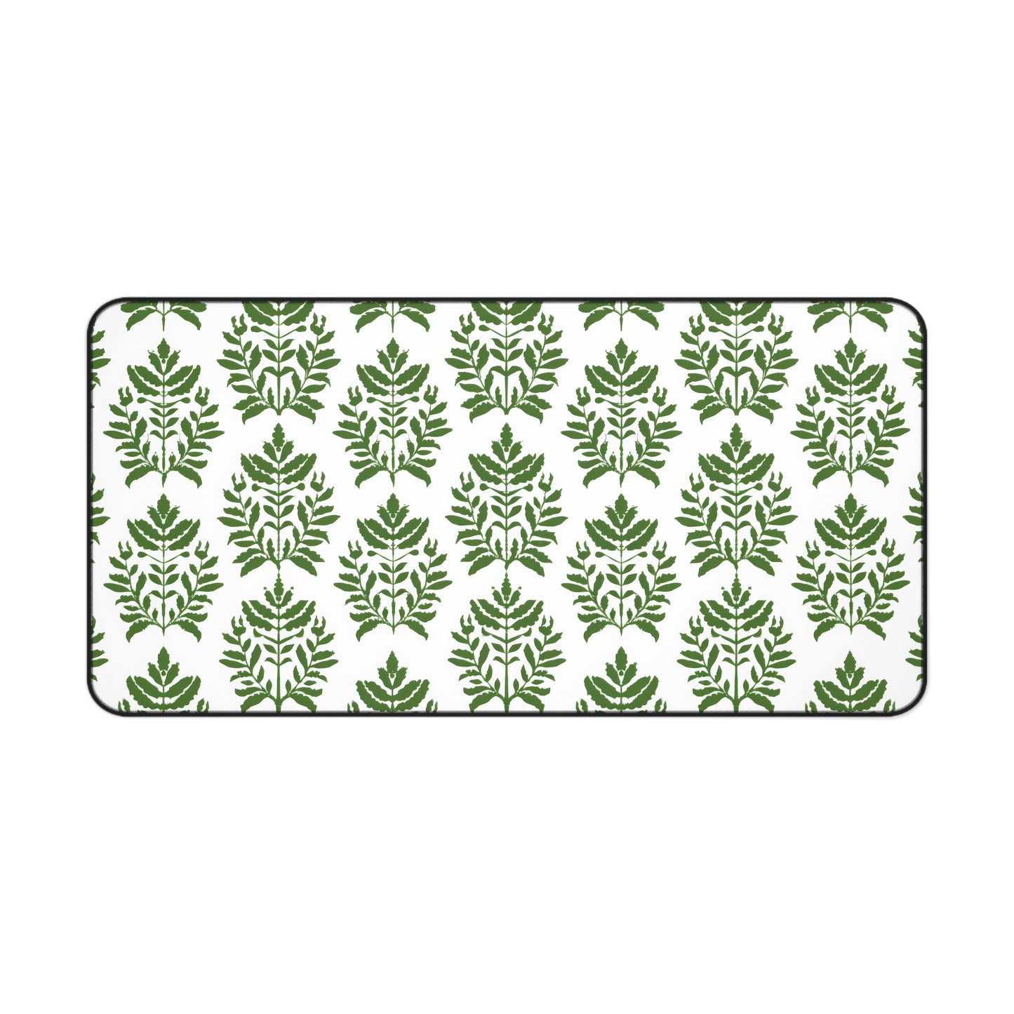 Verdant Harmony in Elegant Green Botanical Block Print Pattern Extended Gaming Mouse Pad  Desk Mat  - 3 Sizes