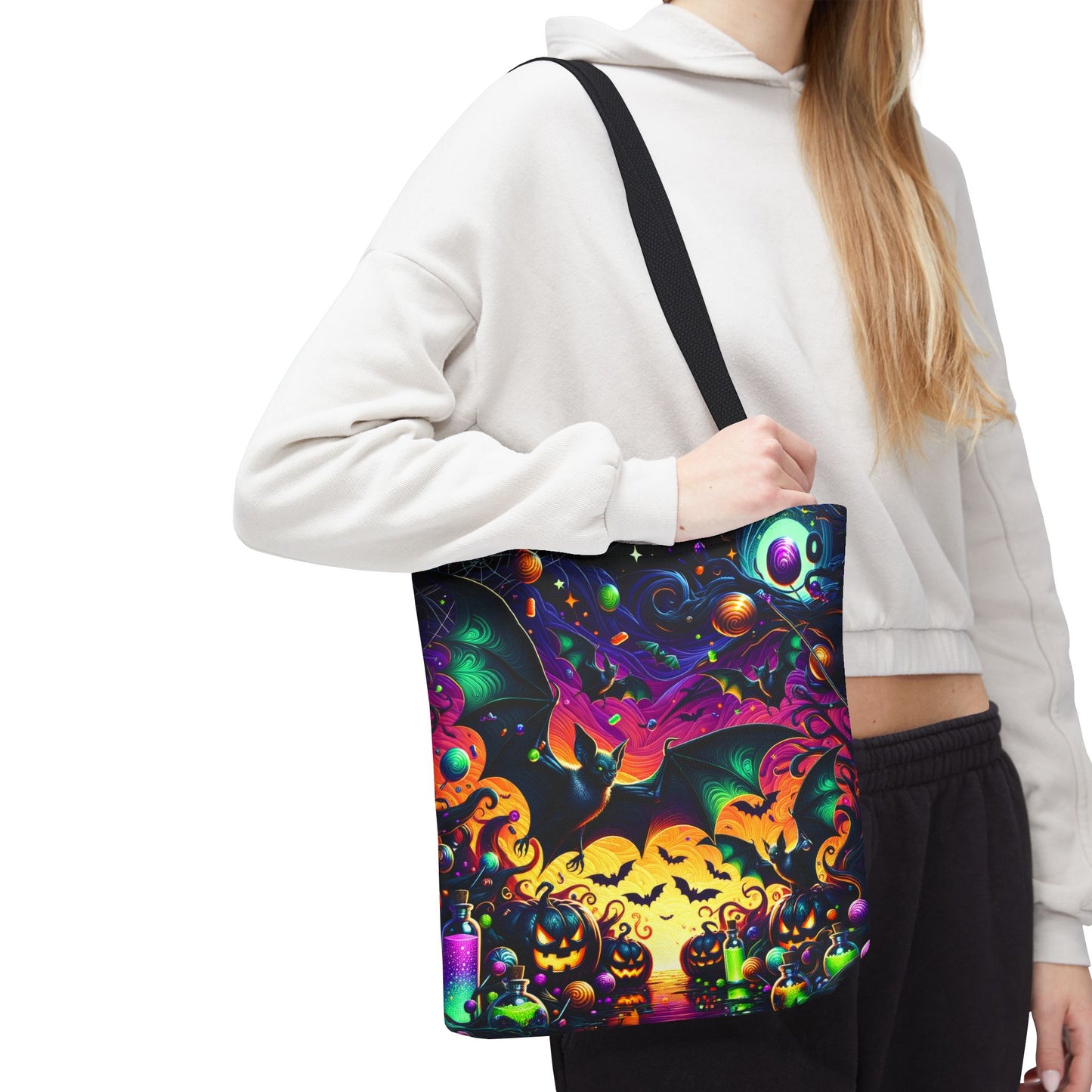 Spooky Season Halloween Bats Canvas Shopping Tote Bag 3 Sizes