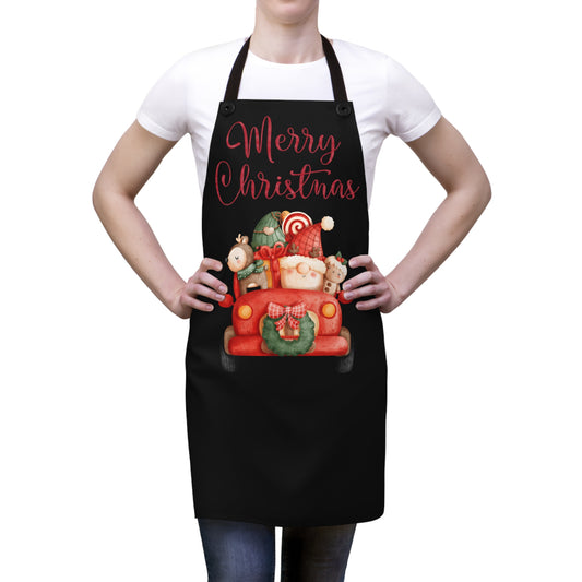 Merry Christmas Gnome Driving to Celebration - Kitchen Chef Apron