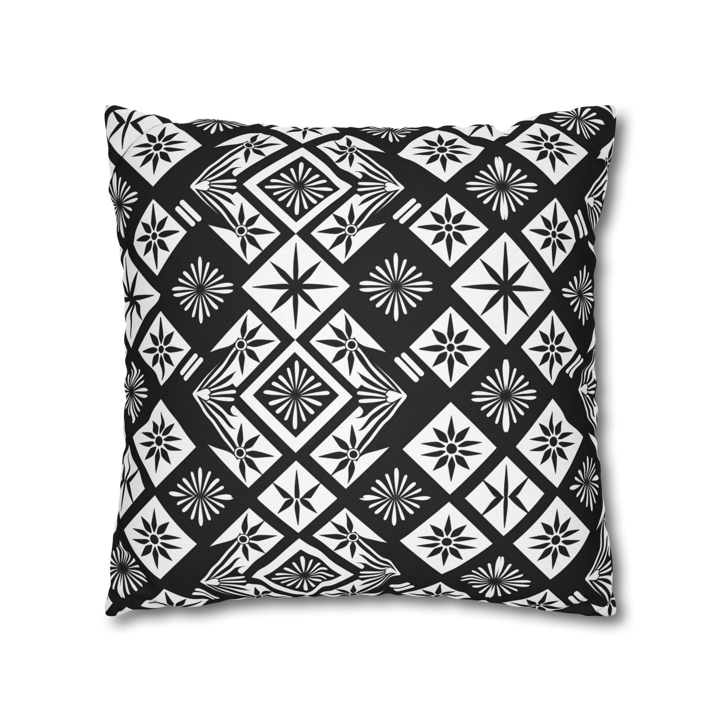 Monochrome Thai Dreamscape: Abstract Chevre Artistry Spun Polyester Square Pillowcase 4 Sizes