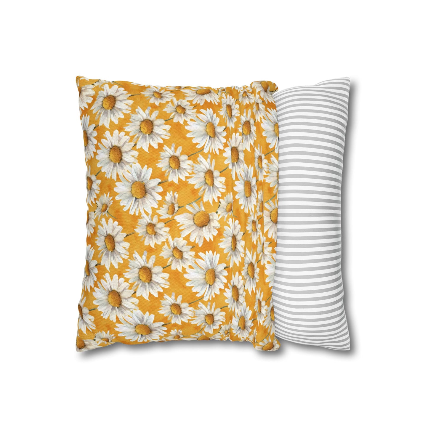 Golden Daisy Field with Vibrant Yellow Floral Design Spun Polyester Square Pillowcase 4 Sizes