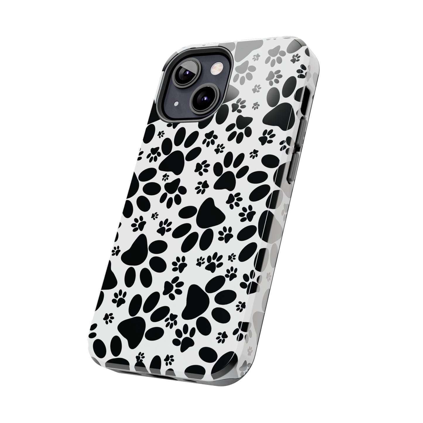 Stealthy Tracks: Black Animal Paw Prints Iphone Tough Phone Case