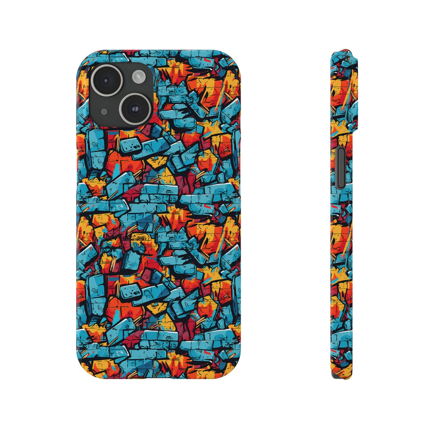 3D Brick Wall Graffiti Design Iphone 15-12 Slim Phone Case