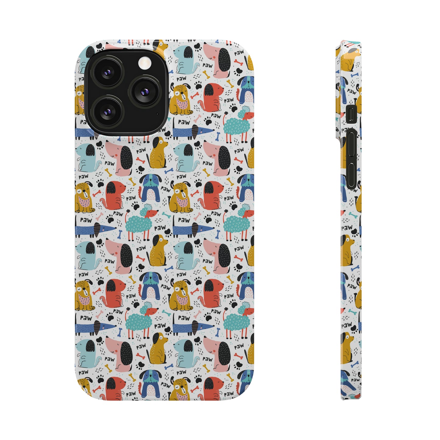 Playful Pups: Colorful Cartoon Dogs Iphone 15-12 Slim Phone Case