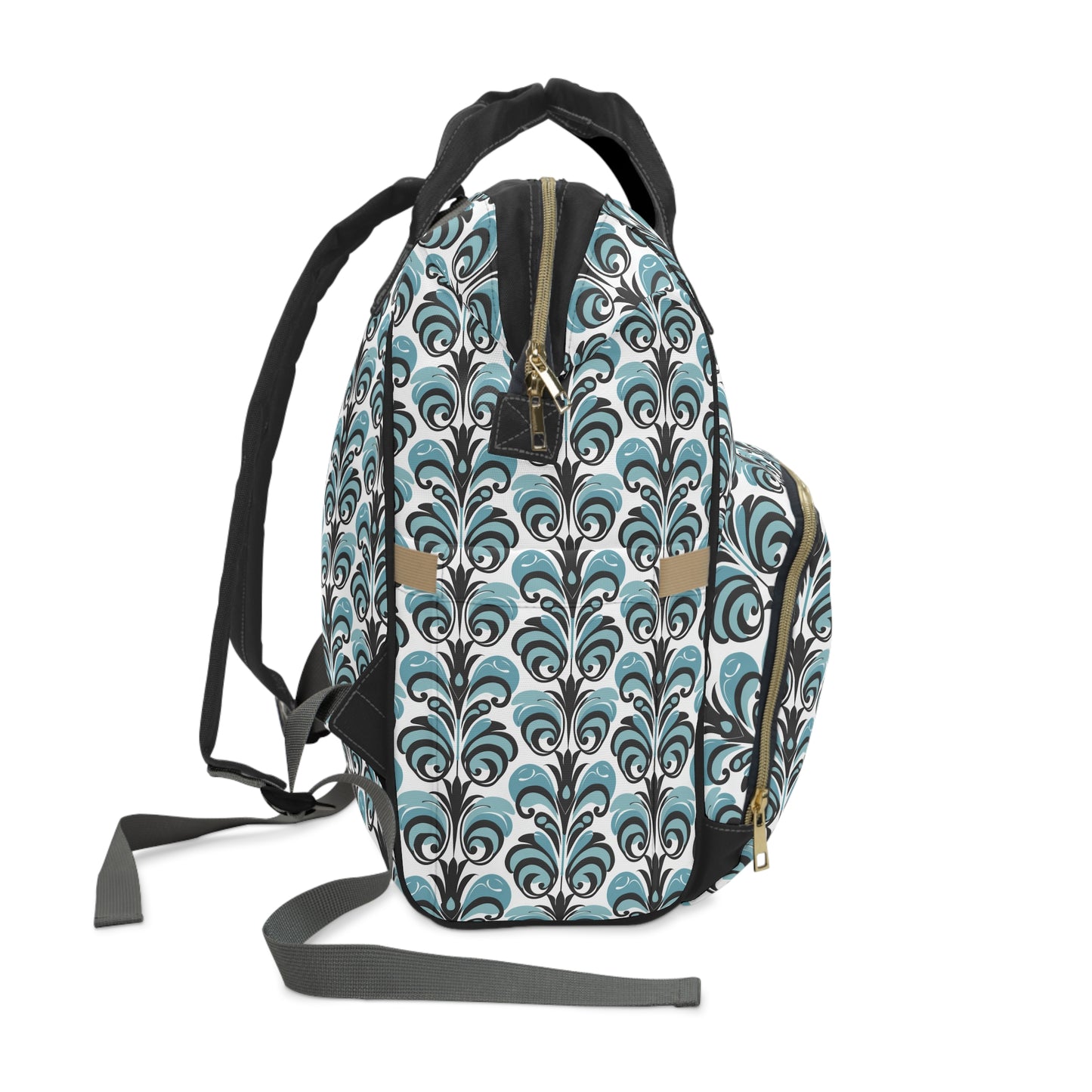 Vintage Blue & Black Swirl Pattern Multifunctional Diaper Backpack