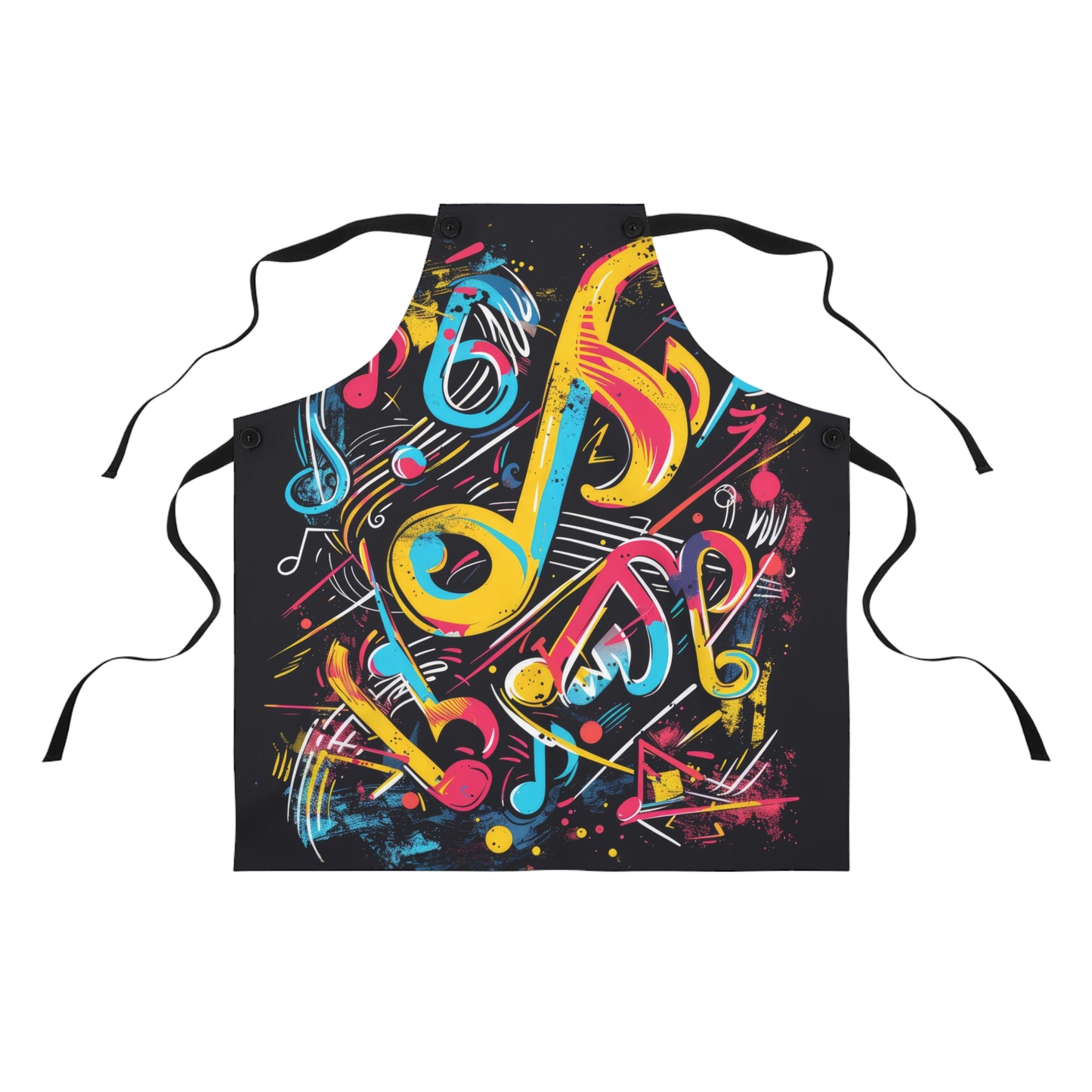 Electric Music Vibes Abstract Neon Musical Notes with Energetic Colors Kitchen Chef Apron