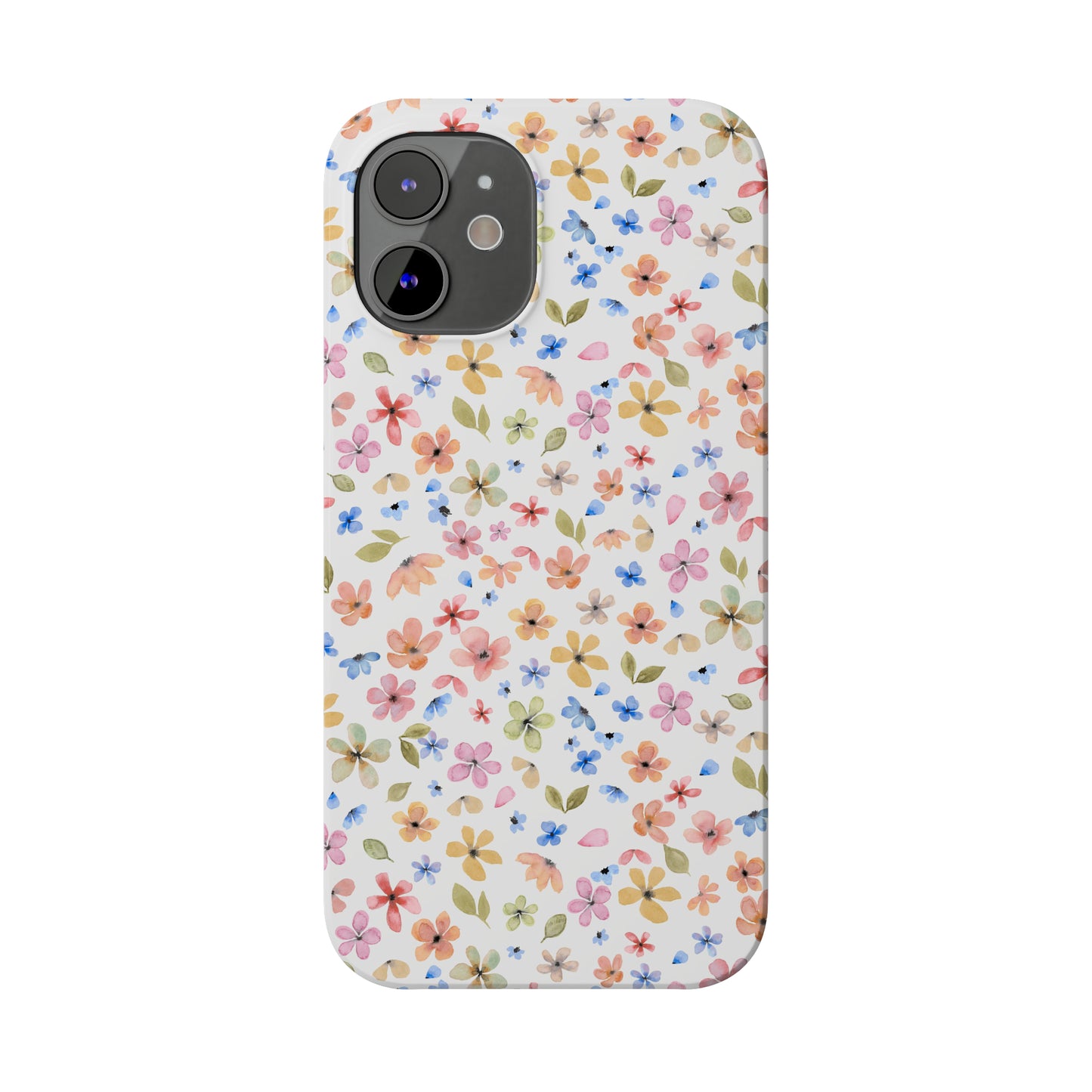 Tiny Pink, Yellow and Blue Flowers Iphone 15-12 Slim Phone Case