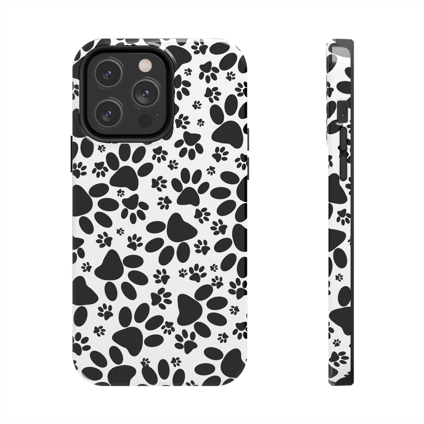 Stealthy Tracks: Black Animal Paw Prints Iphone Tough Phone Case