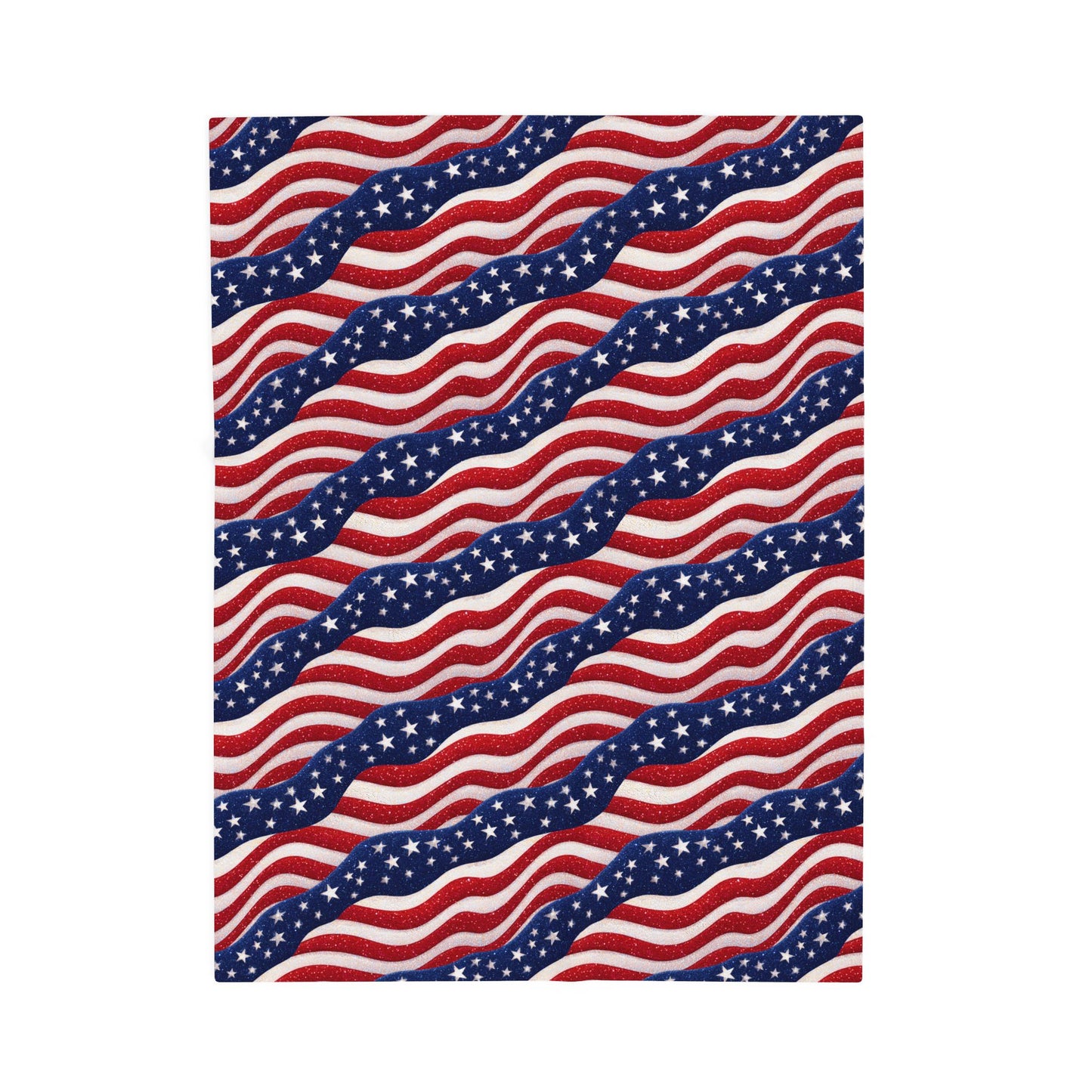 Patriotic Stars and Stripes Print Velveteen Plush Blanket 3 Sizes